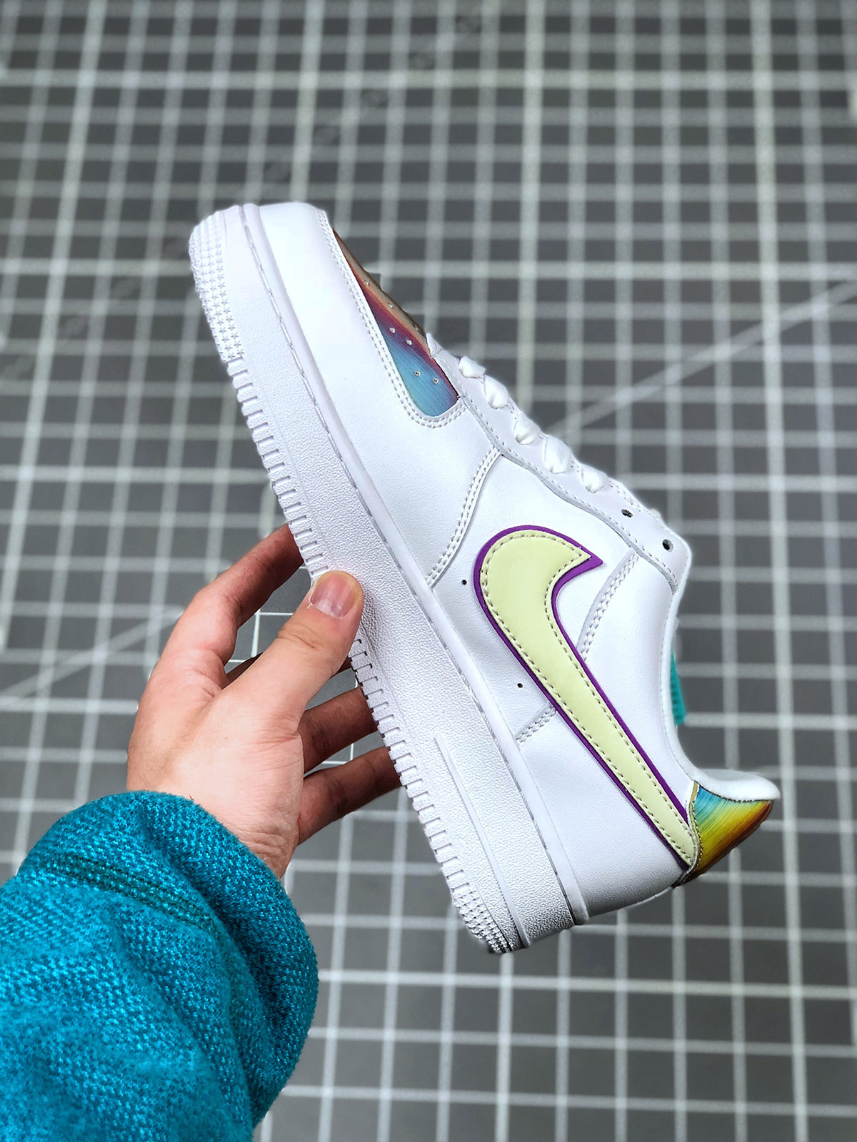 Nike Air Force 1 Low ‘Iridescent 2020’ White/Barely Volt-Hyper Blue For Sale