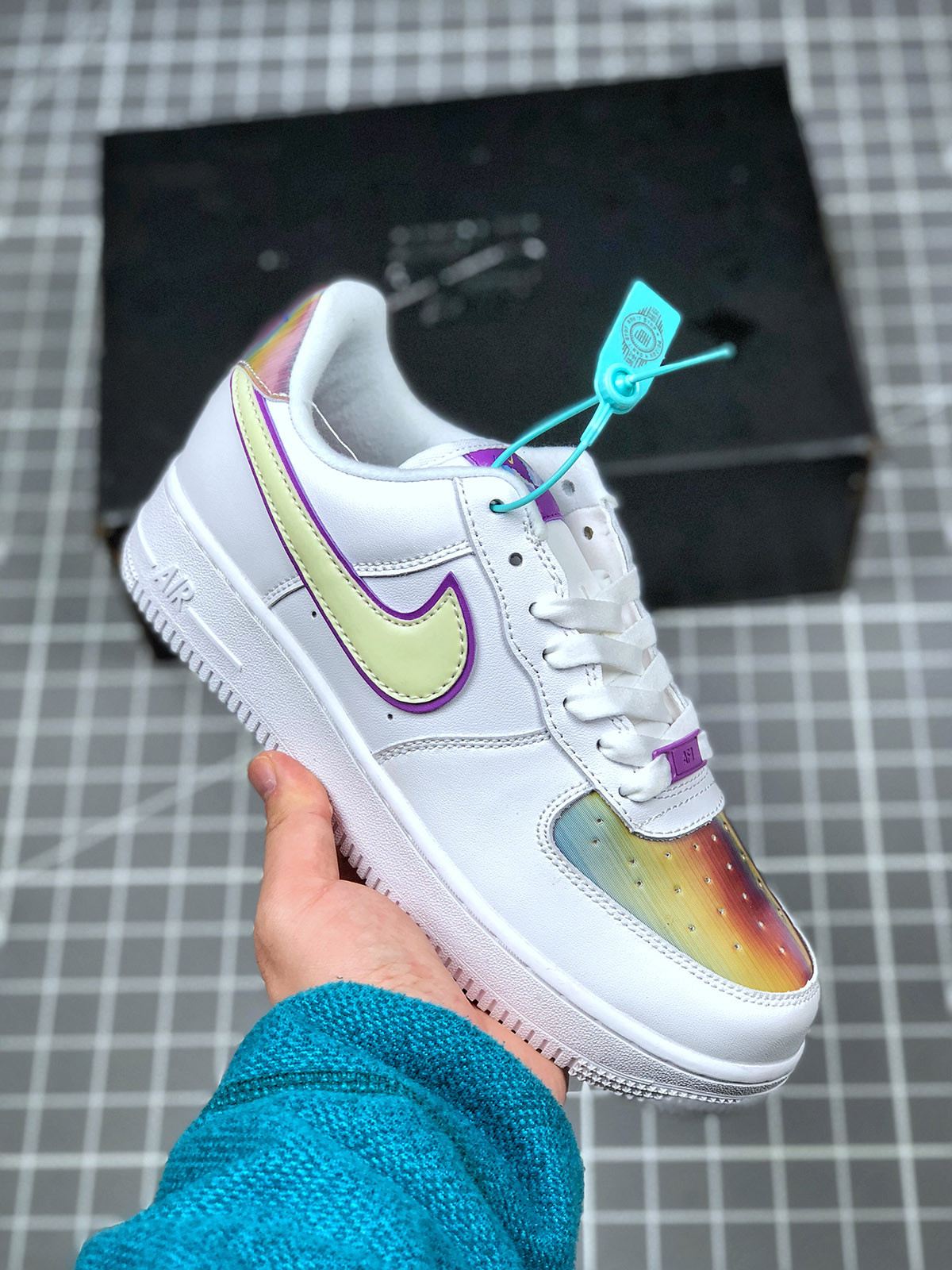 Nike Air Force 1 Low ‘Iridescent 2020’ White/Barely Volt-Hyper Blue For Sale