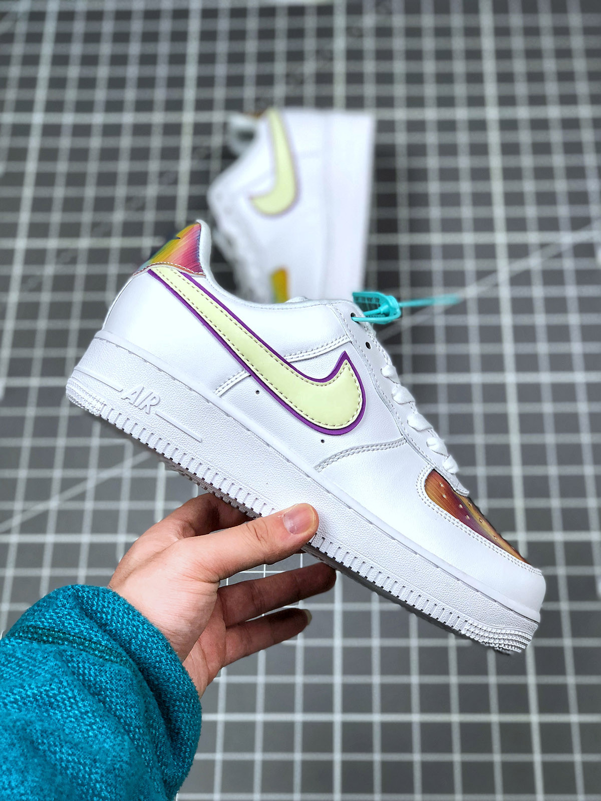 Nike Air Force 1 Low ‘Iridescent 2020’ White/Barely Volt-Hyper Blue For Sale