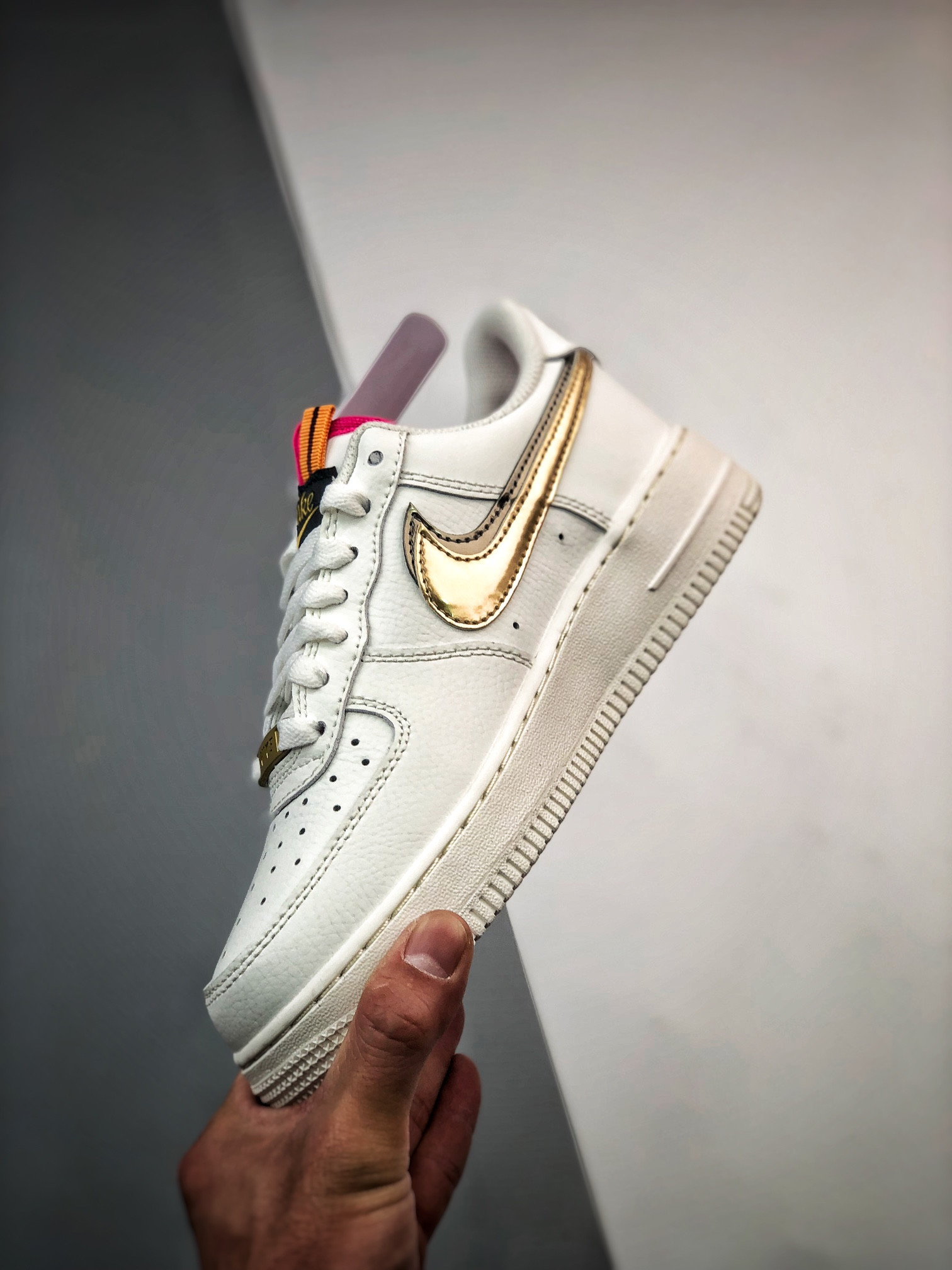 Nike Air Force 1 Low LV8 Double Swoosh Silver Gold For Sale