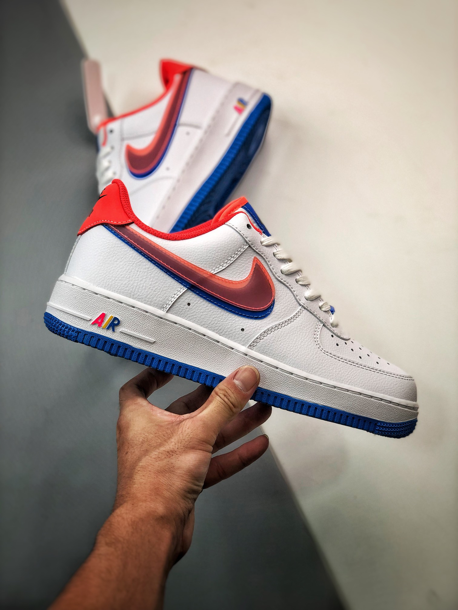 Nike Air Force 1 Low LV8 Double Swoosh White Red Blue For Sale