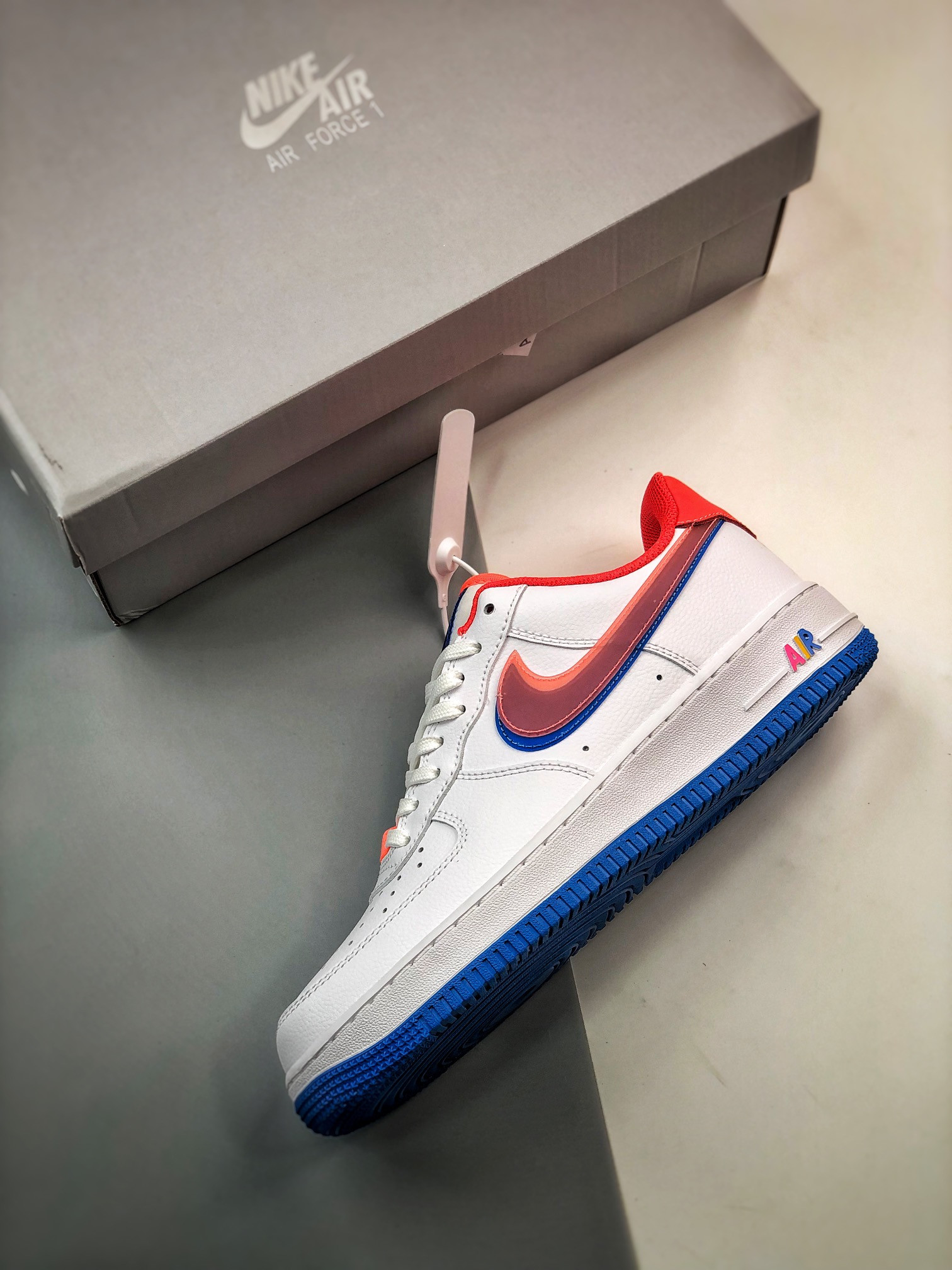 Nike Air Force 1 Low LV8 Double Swoosh White Red Blue For Sale