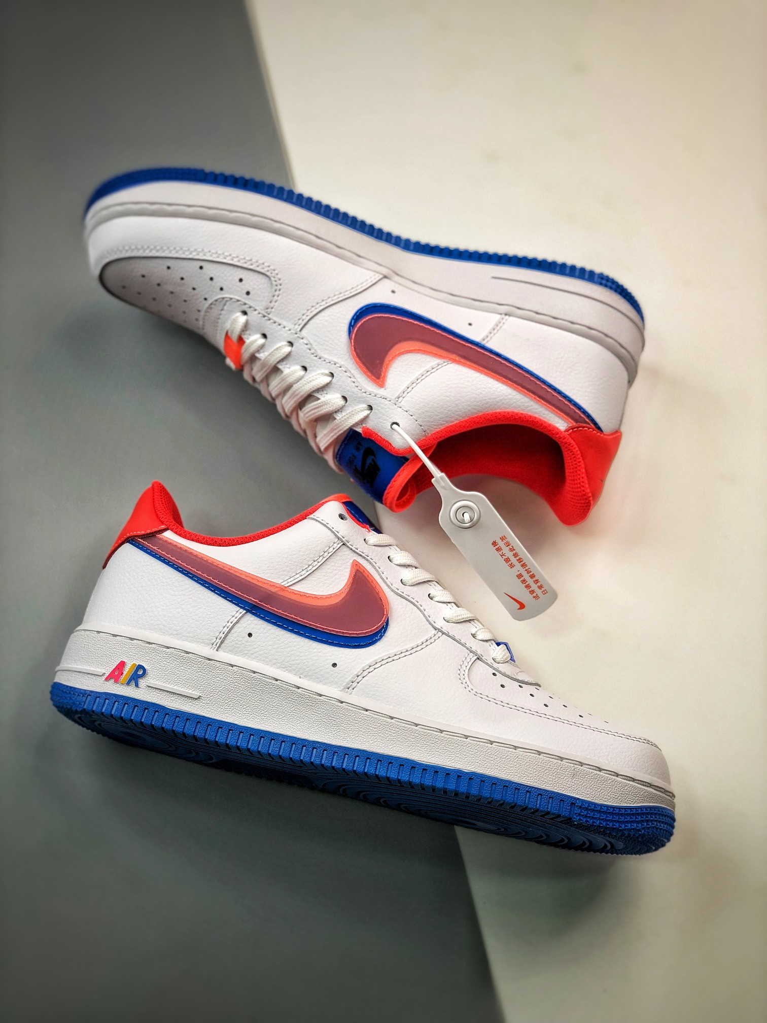 Nike Air Force 1 Low LV8 Double Swoosh White Red Blue For Sale