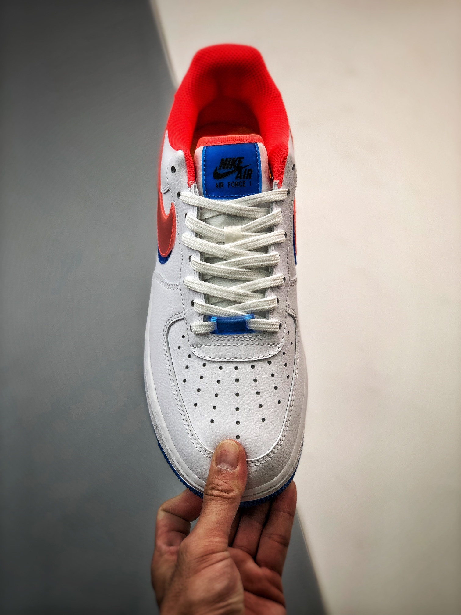 Nike Air Force 1 Low LV8 Double Swoosh White Red Blue For Sale