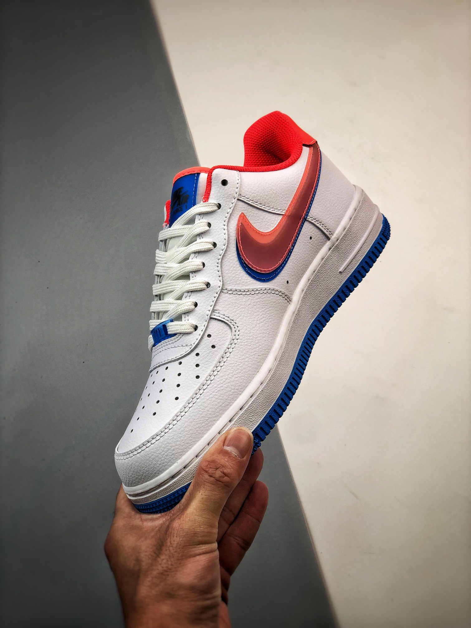Nike Air Force 1 Low LV8 Double Swoosh White Red Blue For Sale