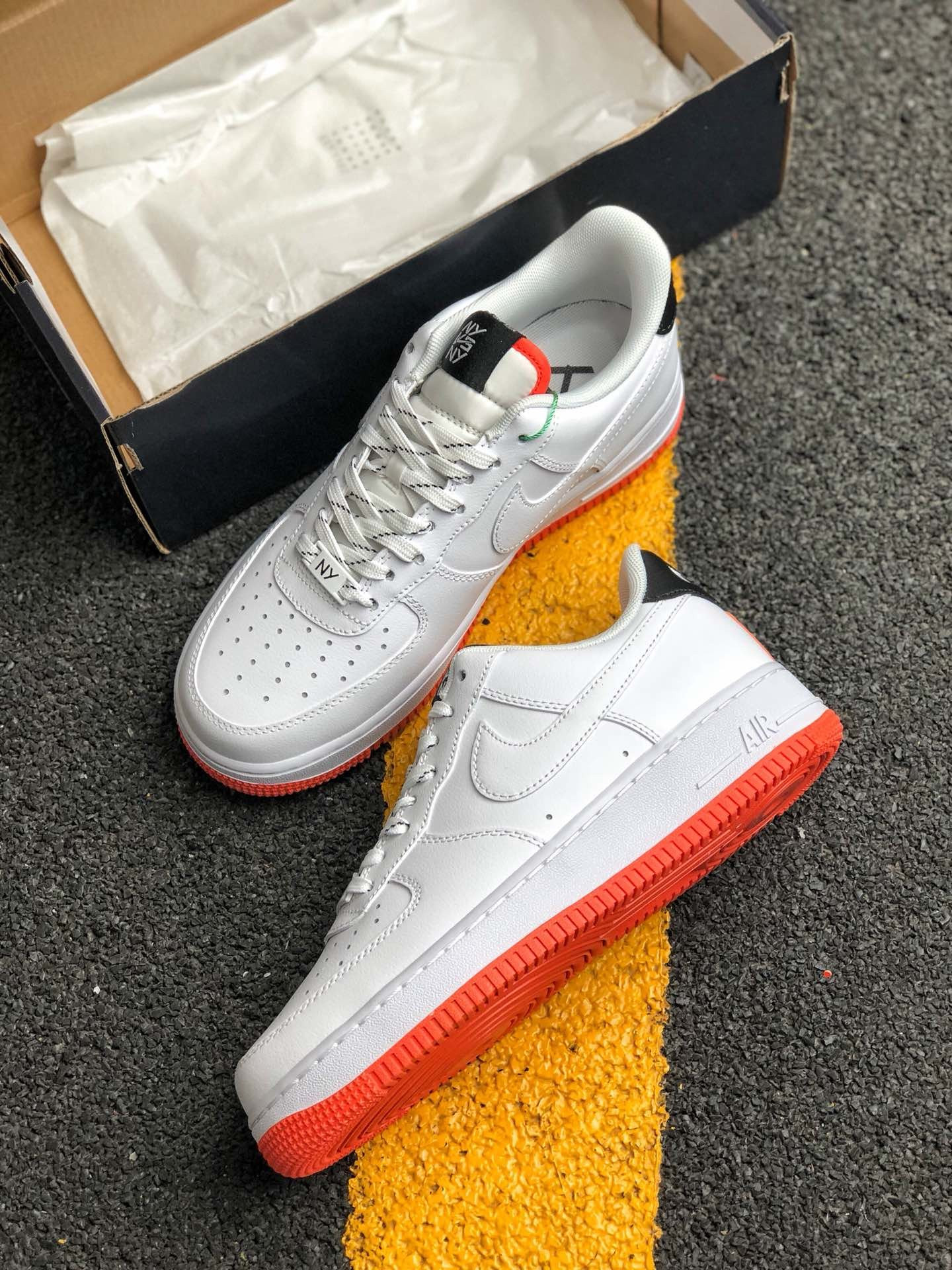 Nike Air Force 1 Low ‘NY’ White/Black-Orange Peel For Sale