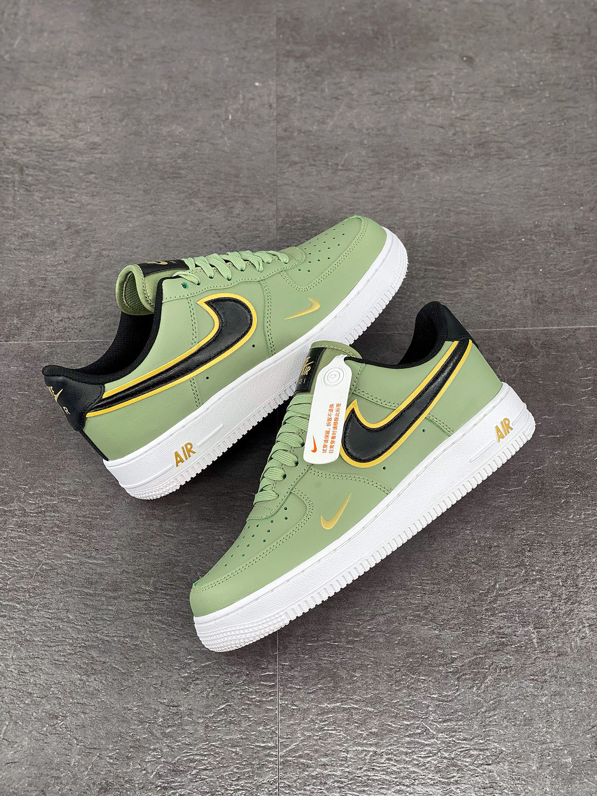 Nike Air Force 1 Low Oil Green/Metallic Gold Swoosh For Sale