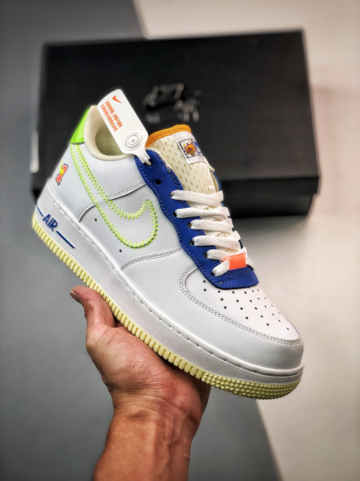 Nike Air Force 1 Low ‘Player One’ White/Laser Orange-Ghost Green For Sale