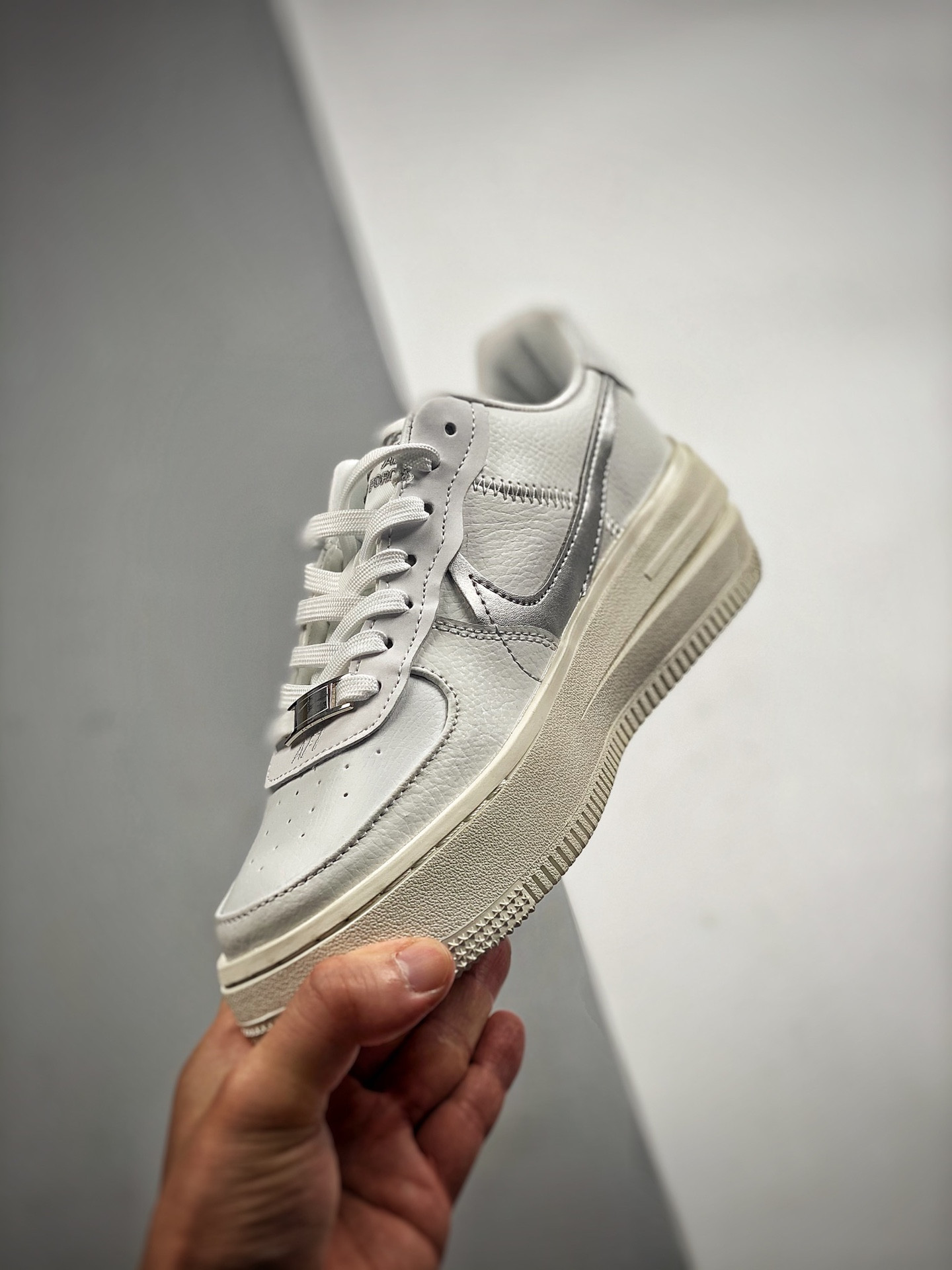 Nike Air Force 1 Low PLT.AF.ORM White/Wolf Grey/Metallic Silver For Sale