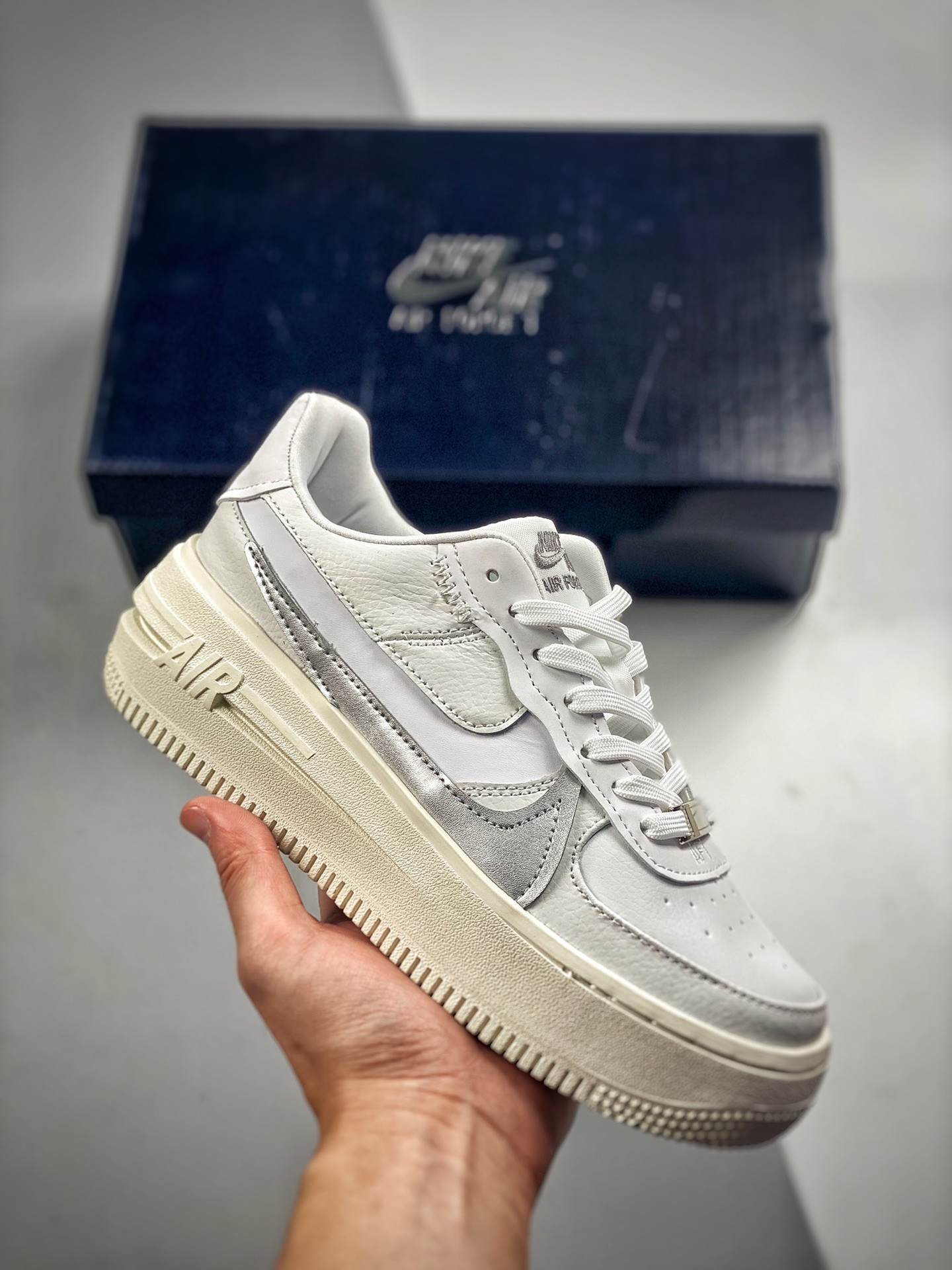 Nike Air Force 1 Low PLT.AF.ORM White/Wolf Grey/Metallic Silver For Sale