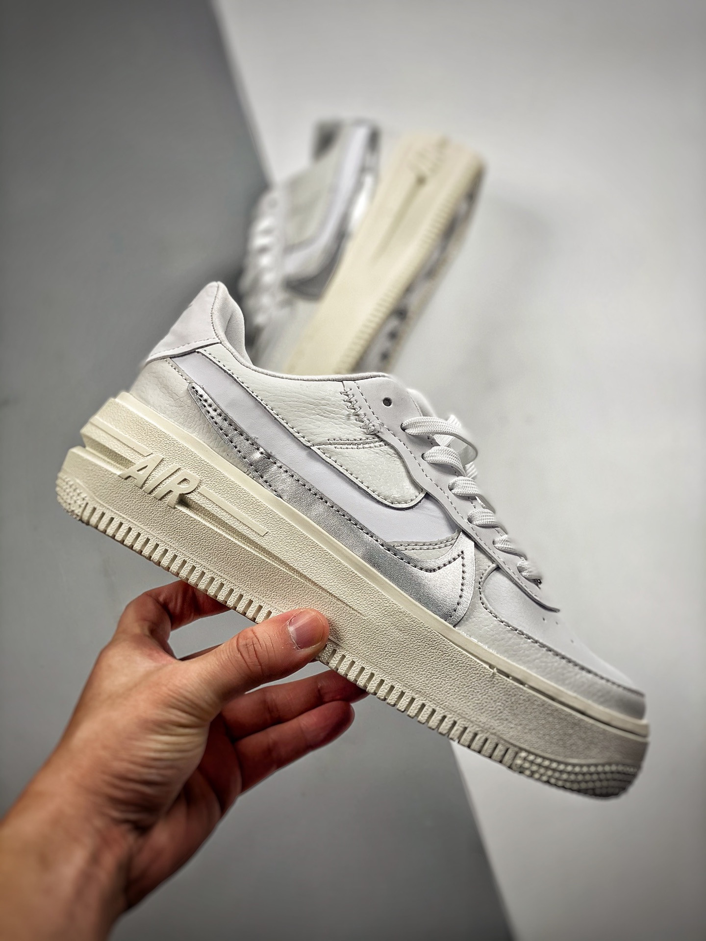 Nike Air Force 1 Low PLT.AF.ORM White/Wolf Grey/Metallic Silver For Sale