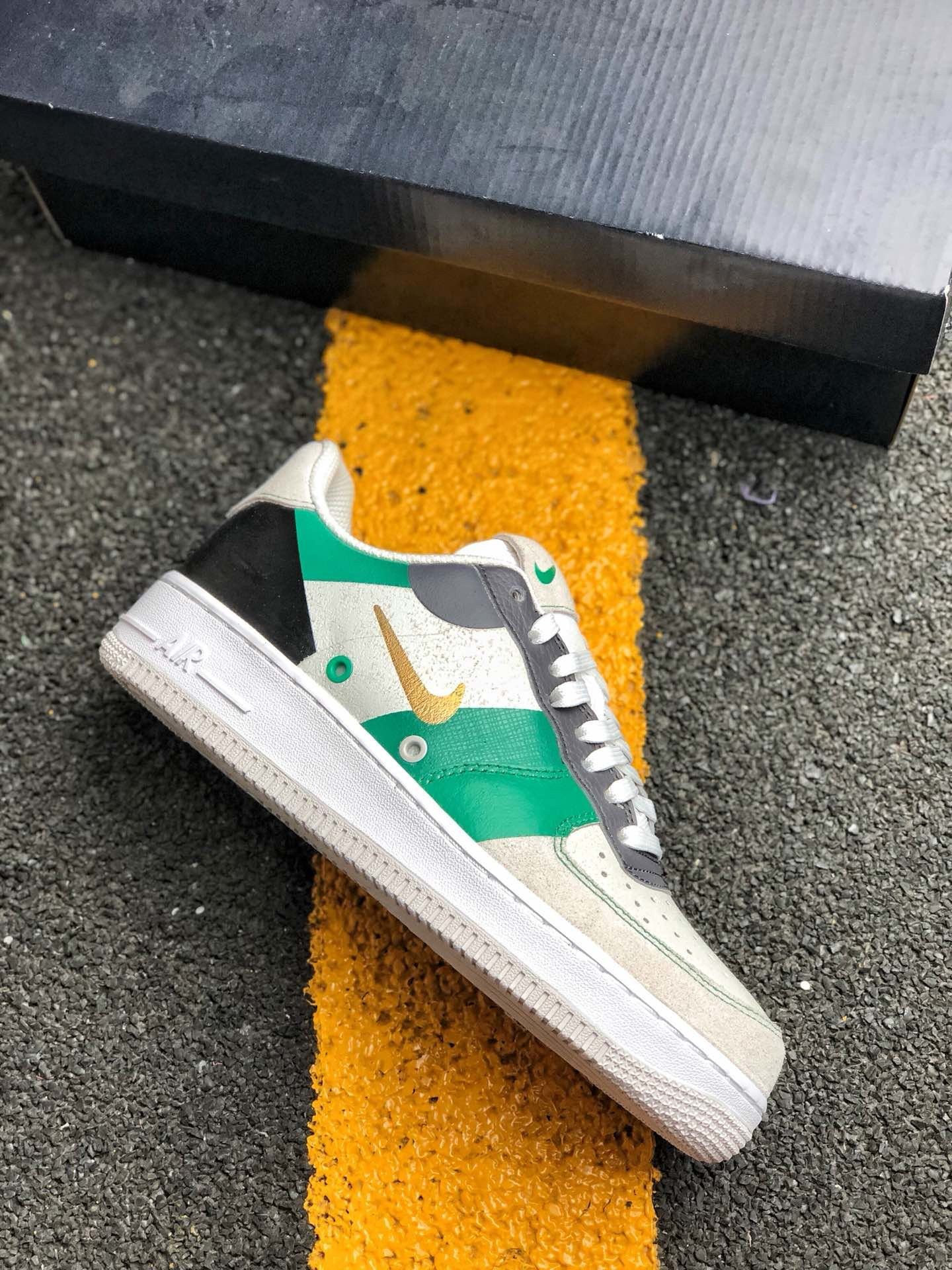 Nike Air Force 1 Low PRM White/Metallic Gold-Black-Vast Grey For Sale