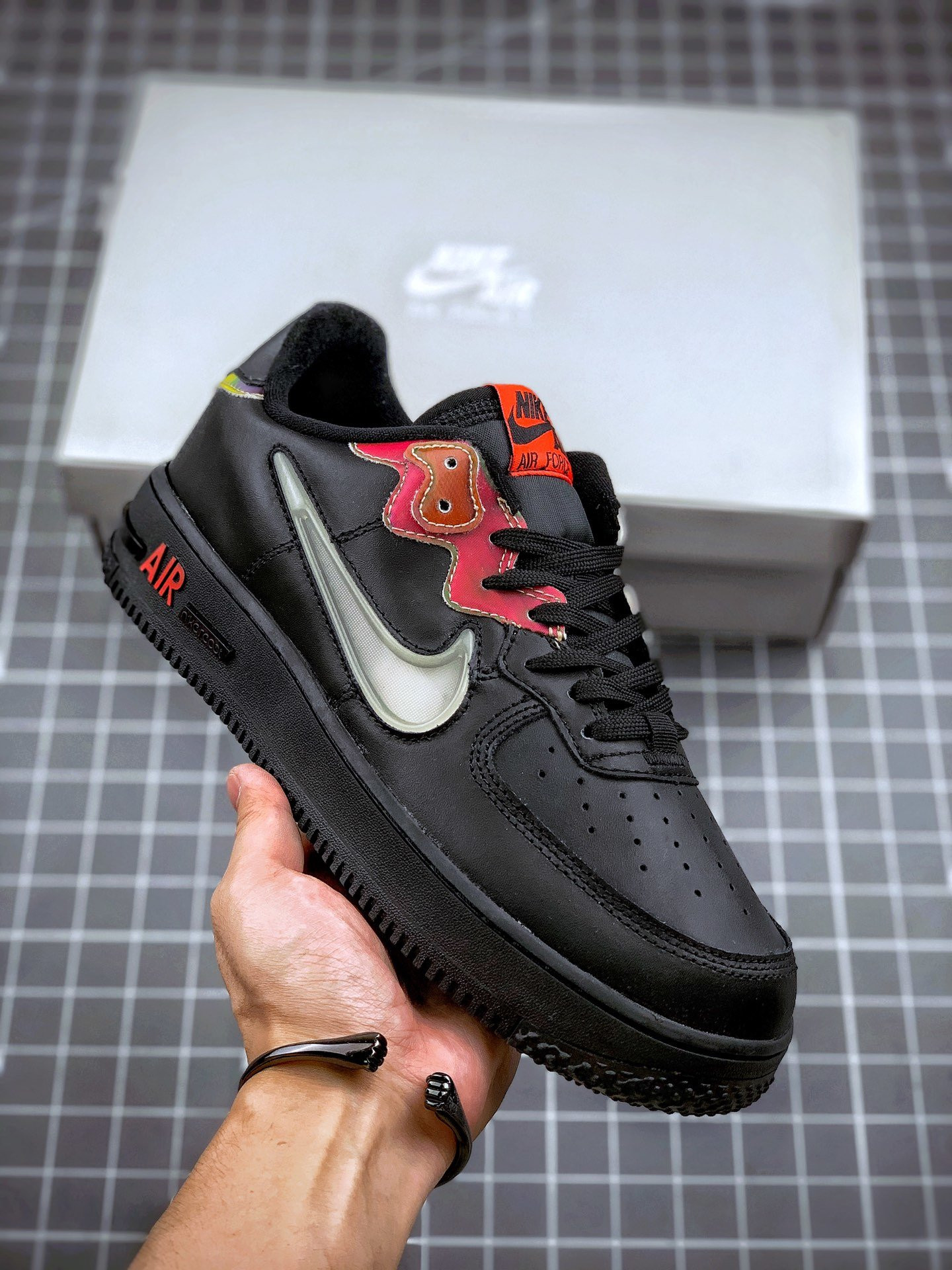 Nike Air Force 1 Low React Black Habanero Red For Sale
