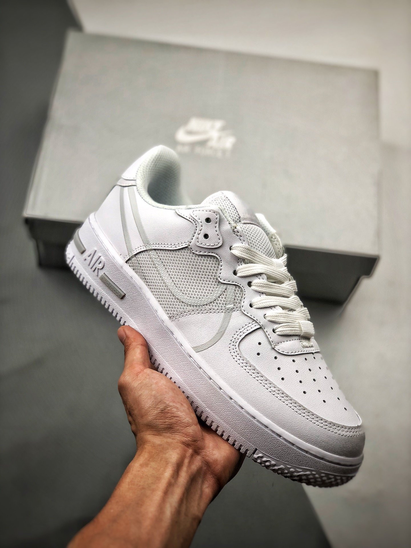 Nike Air Force 1 Low React D/MS/X in “White/Pure Platinum” For Sale