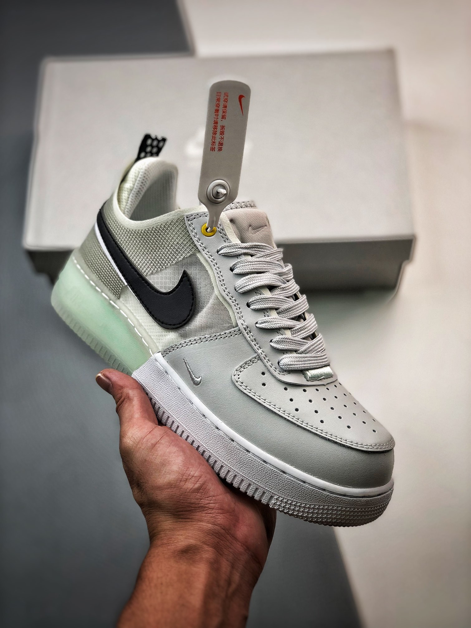 Nike Air Force 1 Low React Photon Dust/White-Mint Foam-Olive Aura For Sale