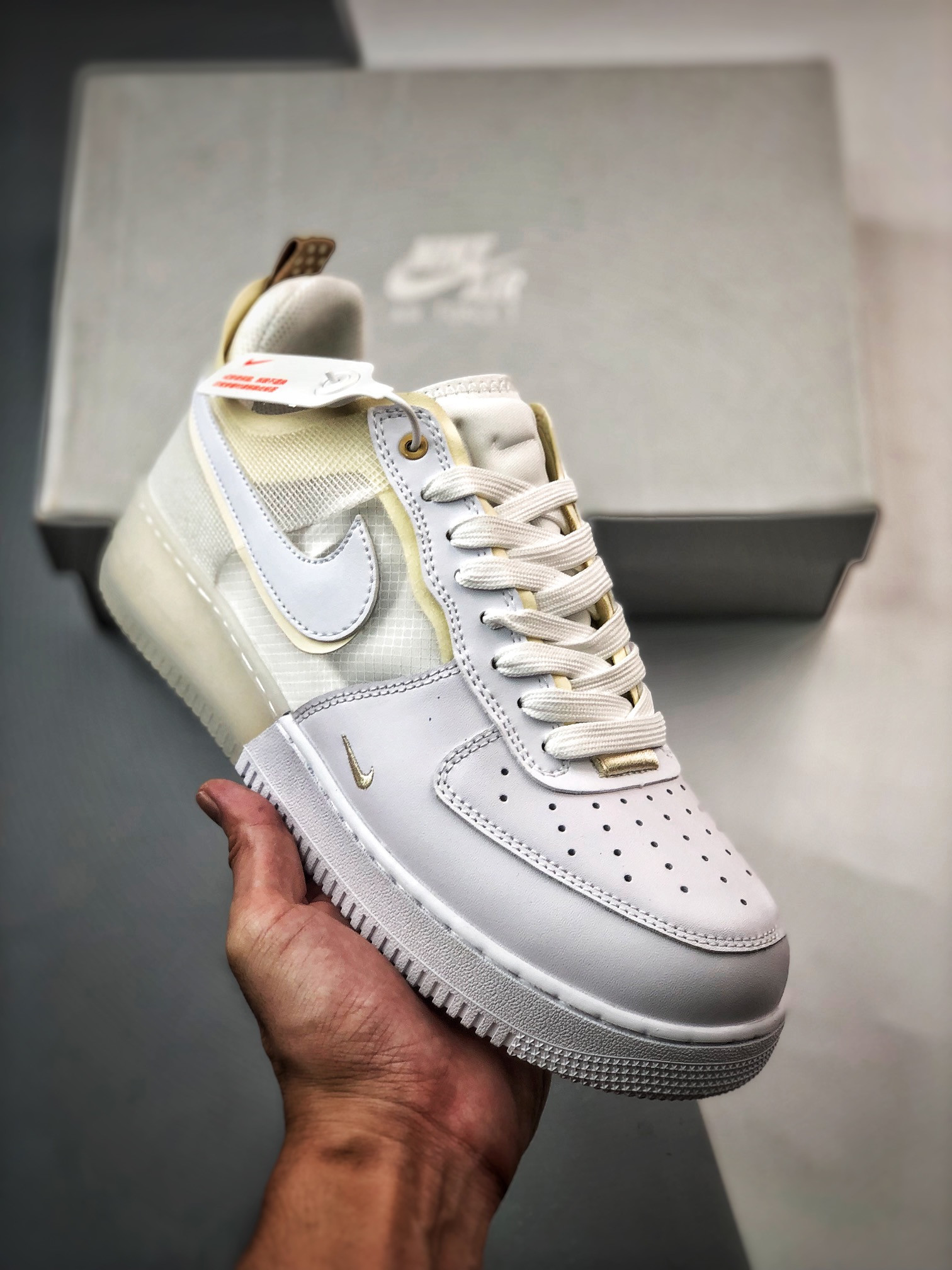 Nike Air Force 1 Low React White/Coconut Milk-LT Iron Ore For Sale