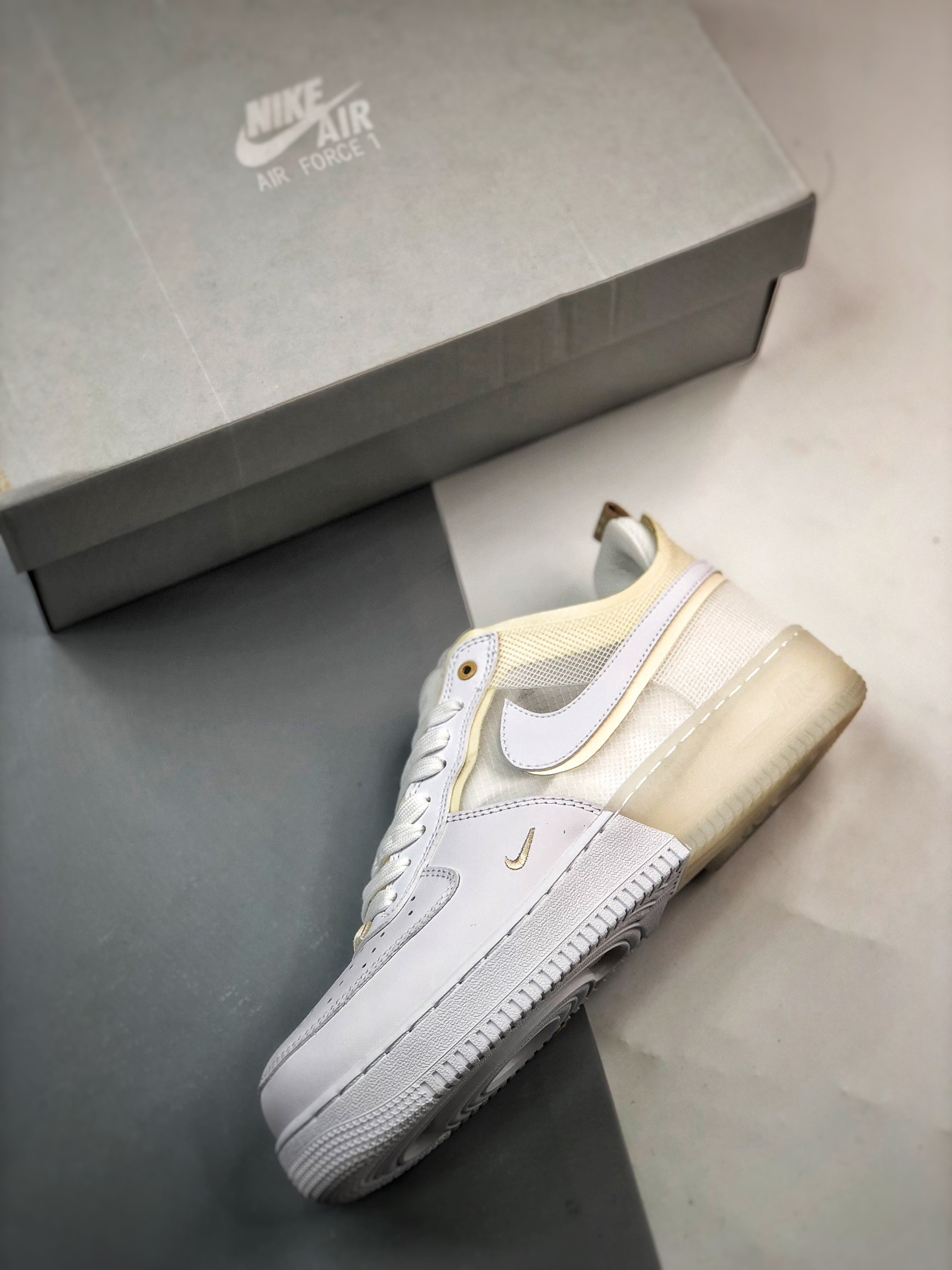 Nike Air Force 1 Low React White/Coconut Milk-LT Iron Ore For Sale