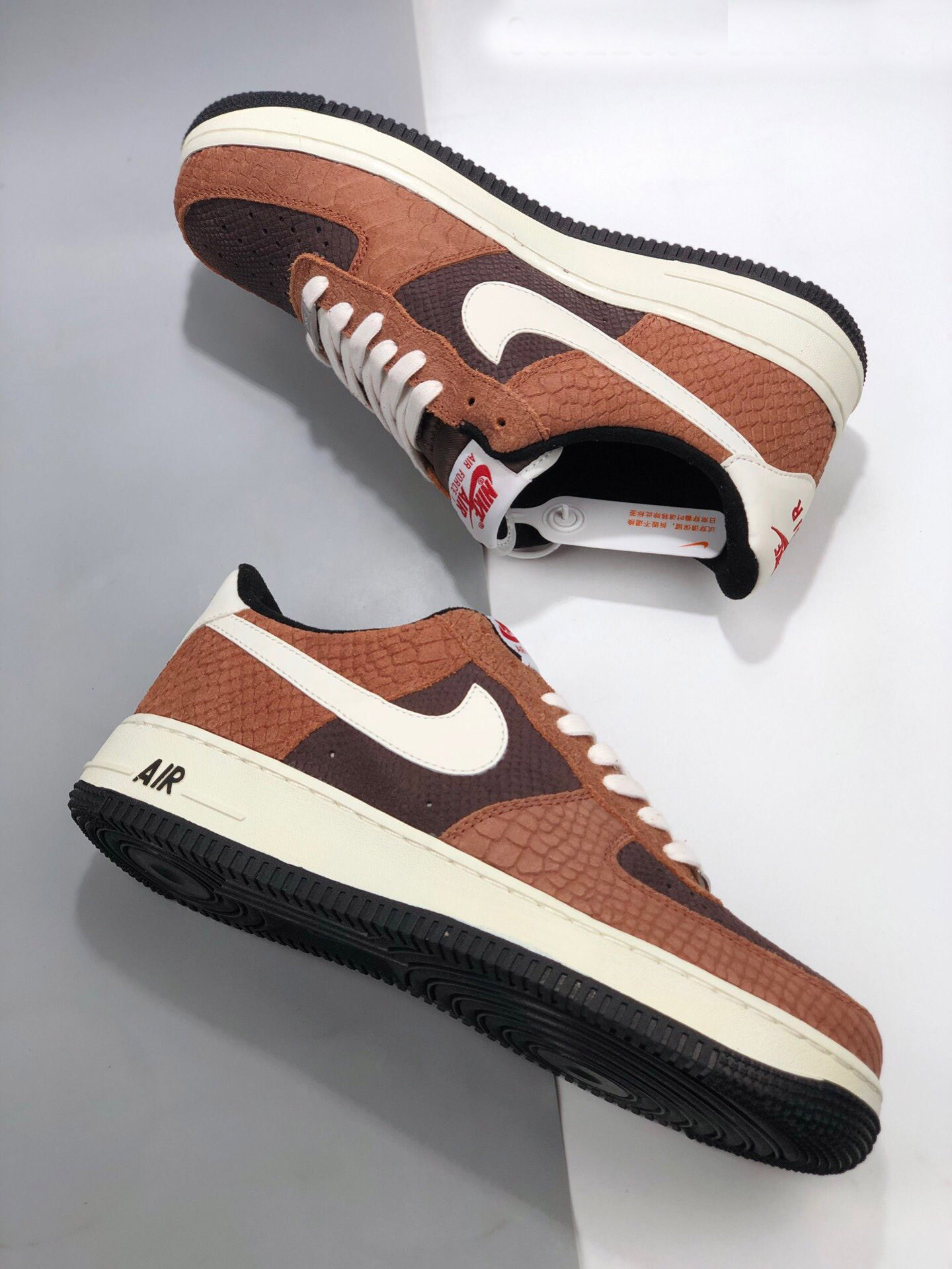 Nike Air Force 1 Low Red Bark With Snakeskin For Sale