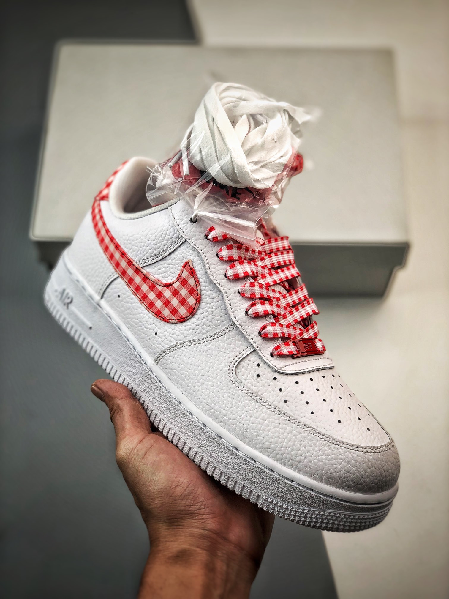 Nike Air Force 1 Low Red Gingham For Sale