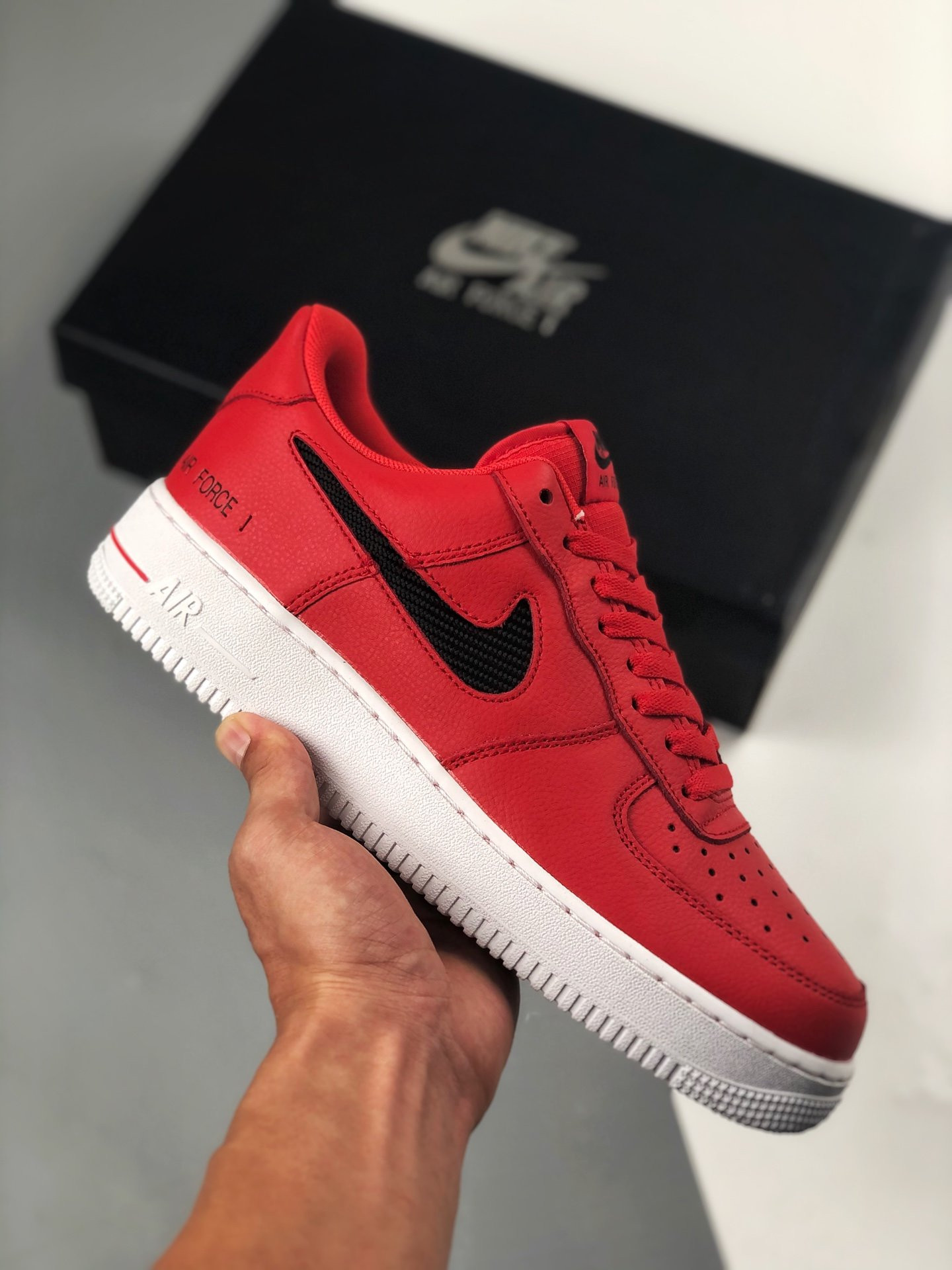 Nike Air Force 1 Low Red With Cut-Out Swooshes For Sale