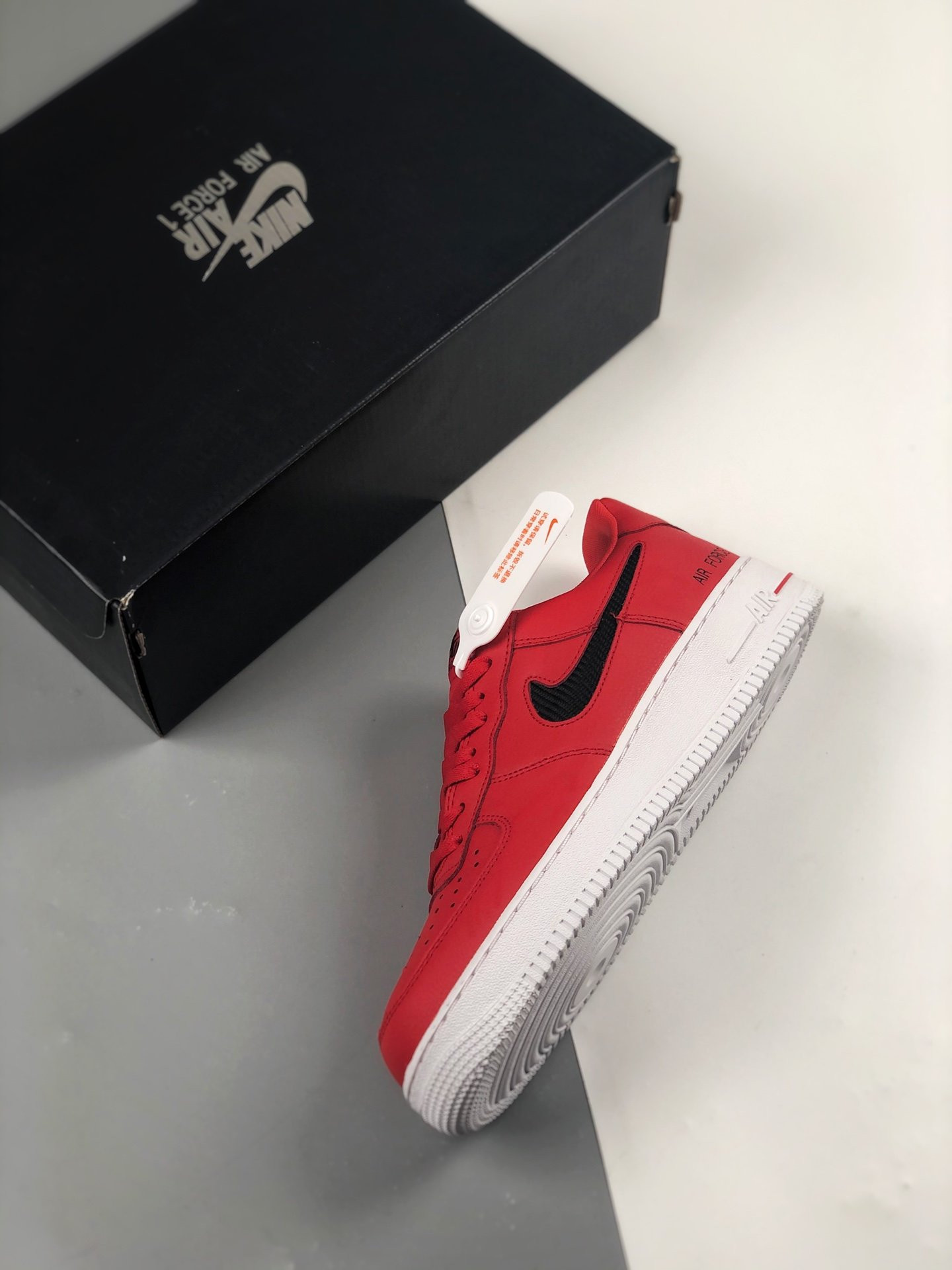Nike Air Force 1 Low Red With Cut-Out Swooshes For Sale