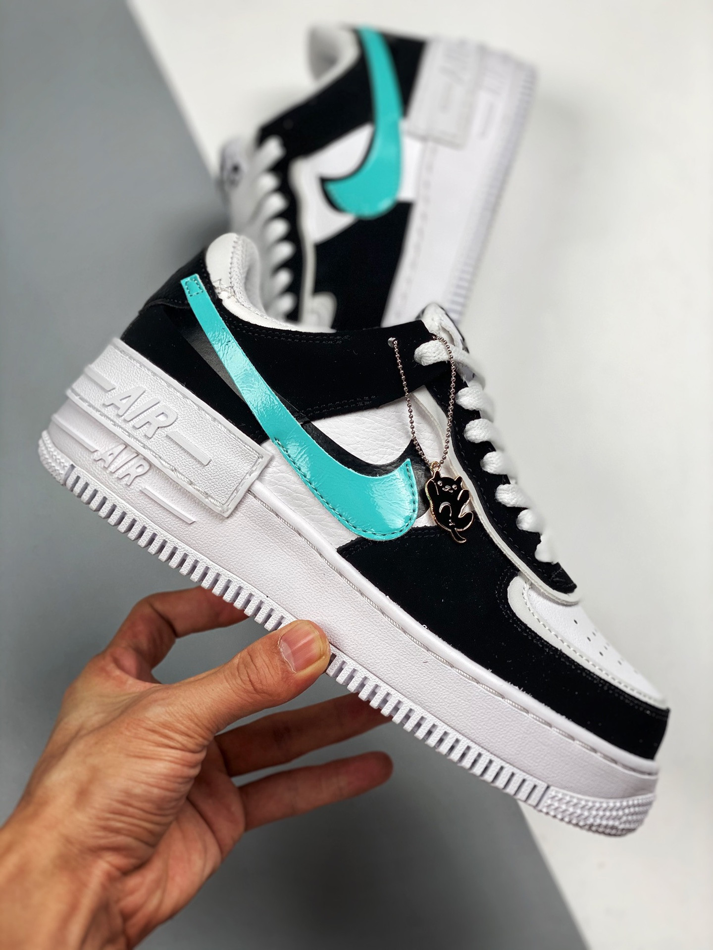 Nike Air Force 1 Low Shadow “Diamond” White Black Teal For Sale