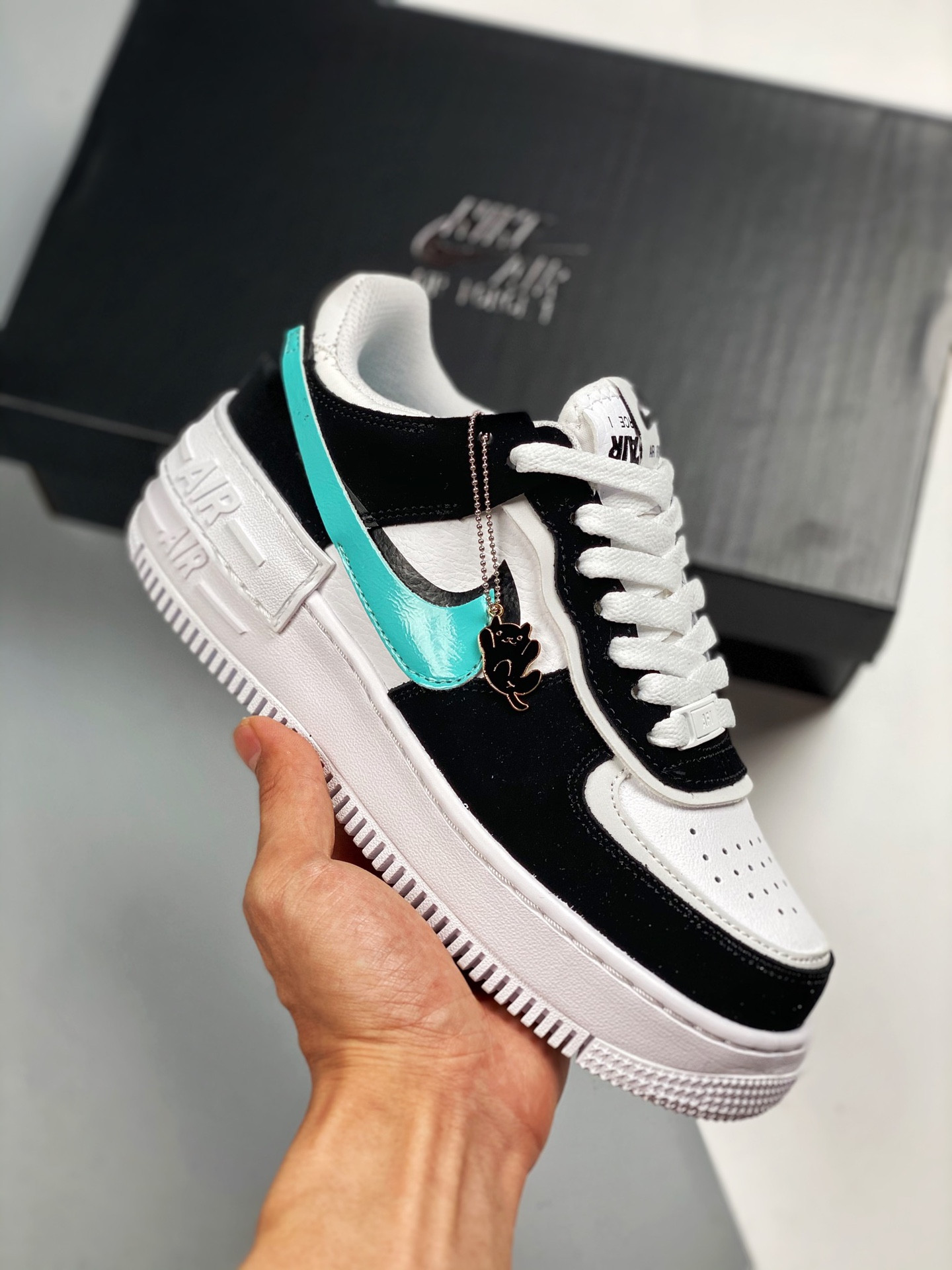 Nike Air Force 1 Low Shadow “Diamond” White Black Teal For Sale