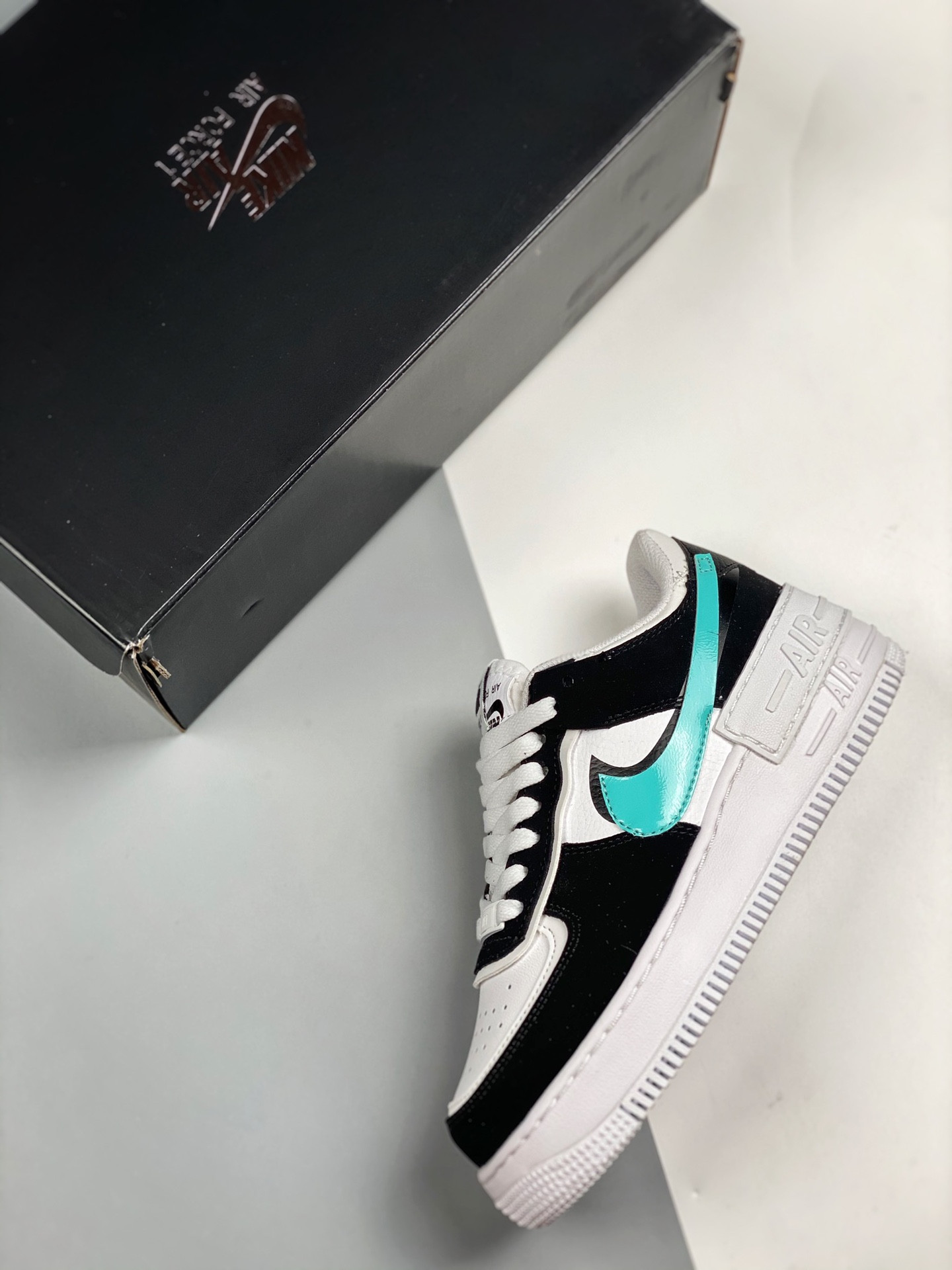 Nike Air Force 1 Low Shadow “Diamond” White Black Teal For Sale