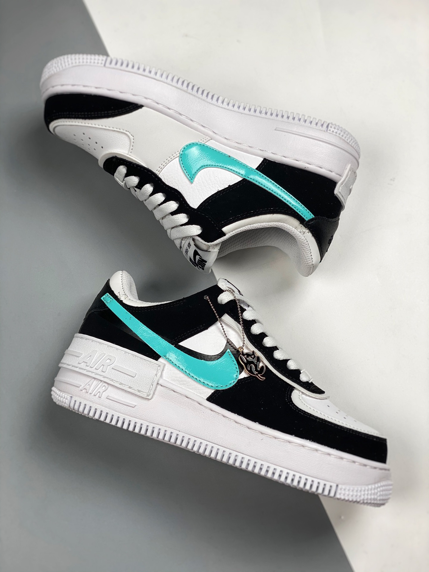 Nike Air Force 1 Low Shadow “Diamond” White Black Teal For Sale