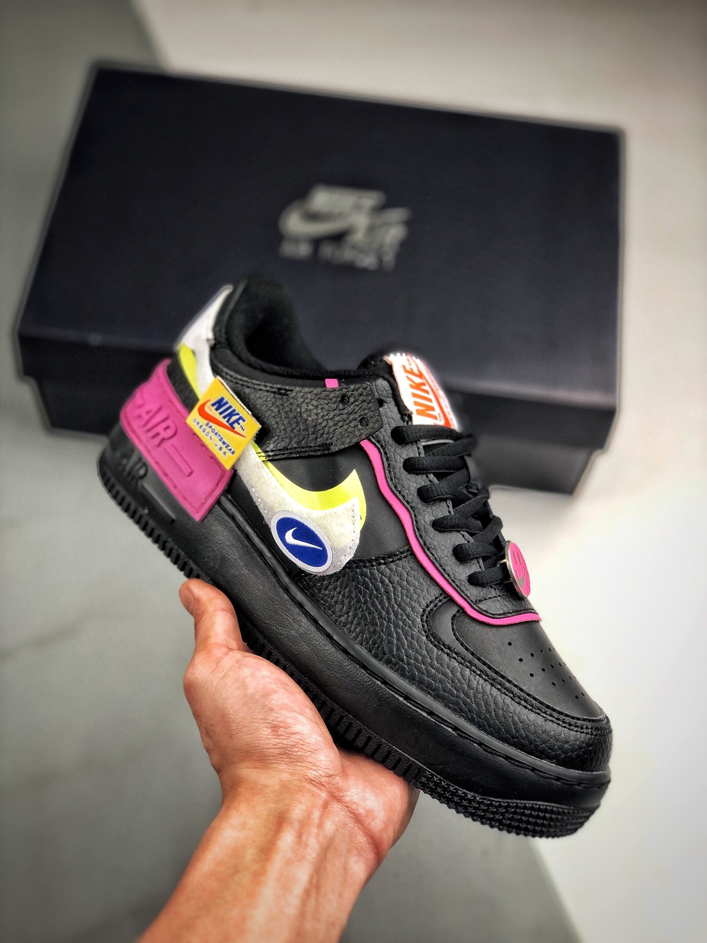 Nike Air Force 1 Low “Shadow” Black/Limelight-Cosmic Fuchsia-White Purple