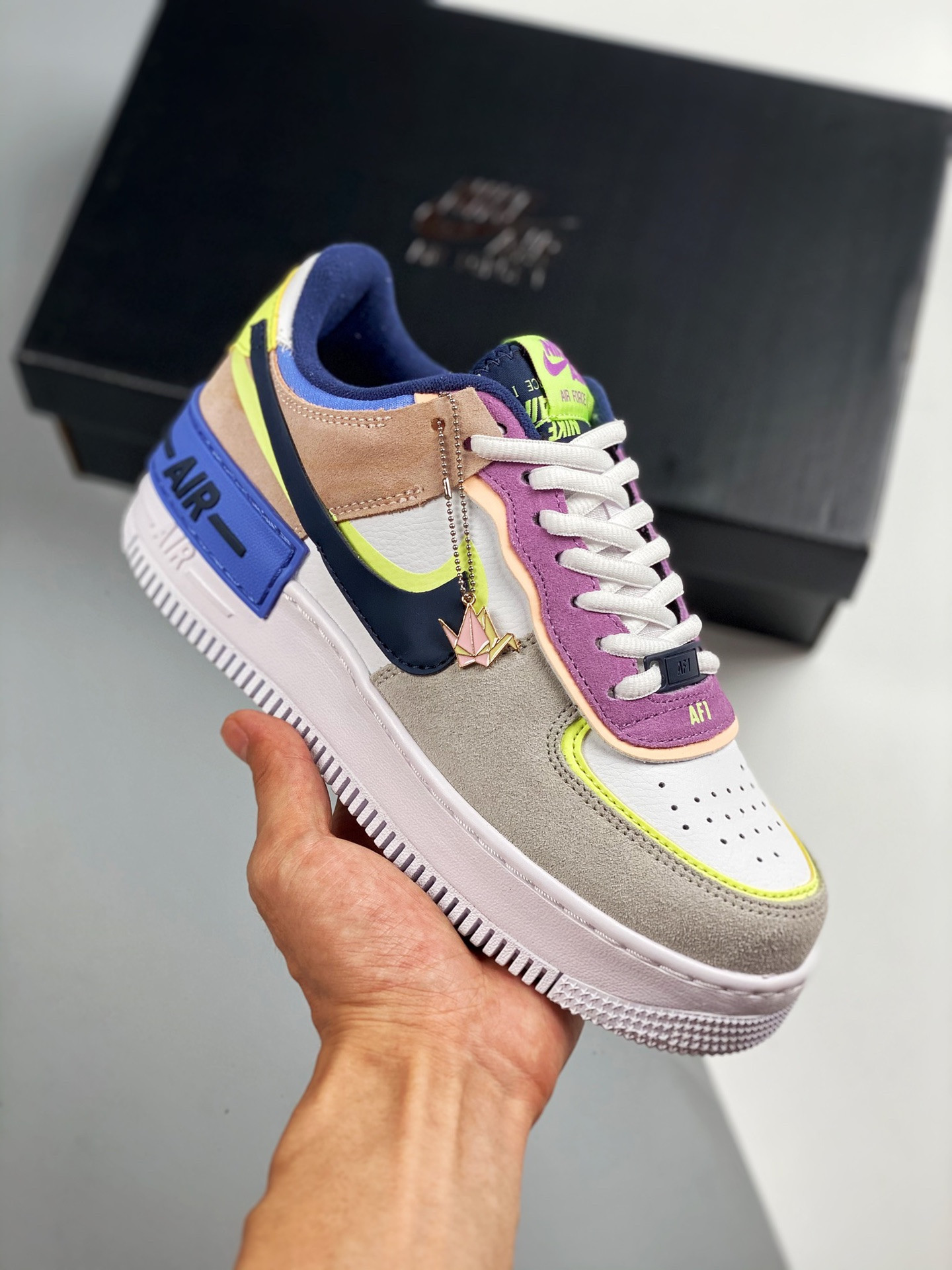 Nike Air Force 1 Low Shadow Photon Dust/Royal Pulse-Barely Volt For Sale