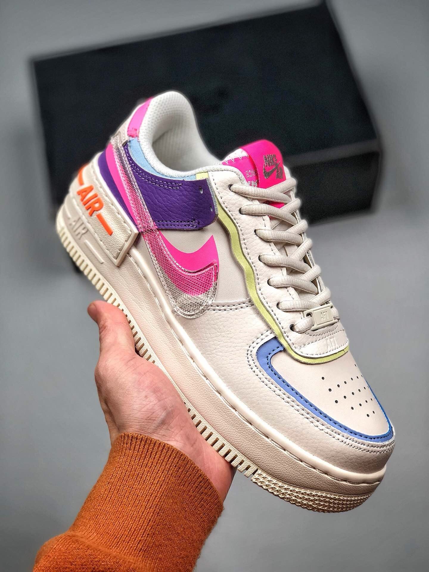 Nike Air Force 1 Low “Shadow” Transparent Swoosh Sail Pink Purple