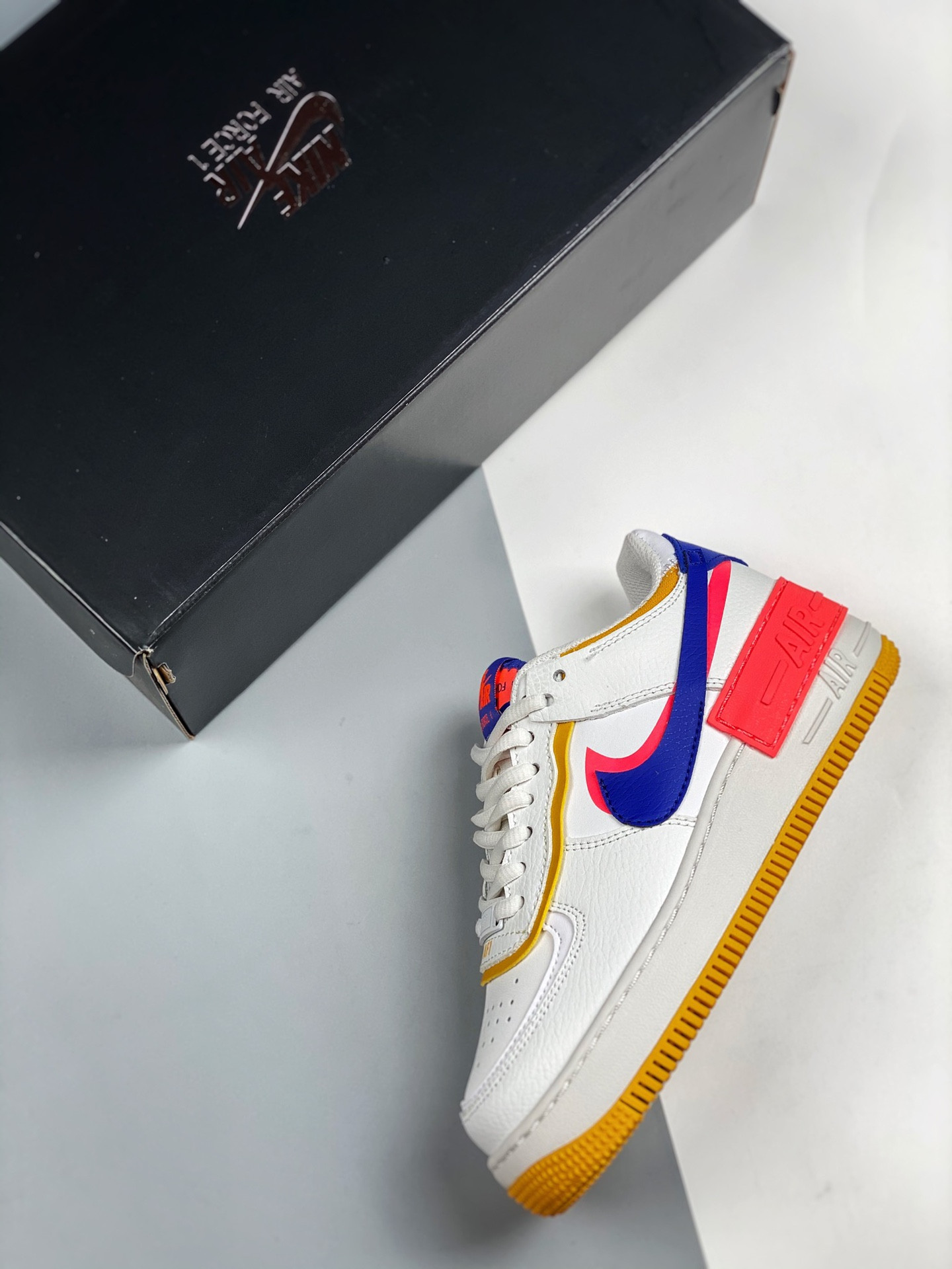 Nike Air Force 1 Low Shadow White/Flash Crimson-Dark Sulfur-Astronomy Blue