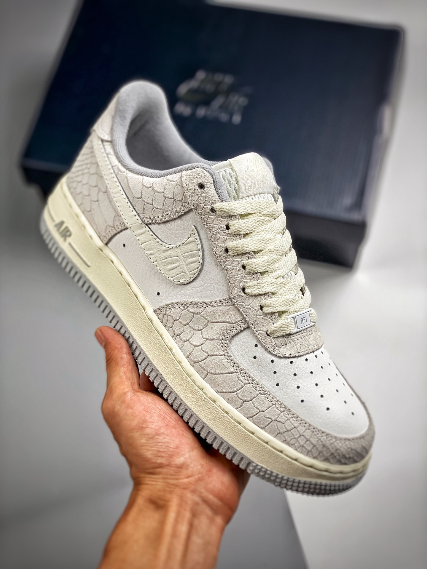 Nike Air Force 1 Low ‘Snakeskin’ White Wolf Grey For Sale