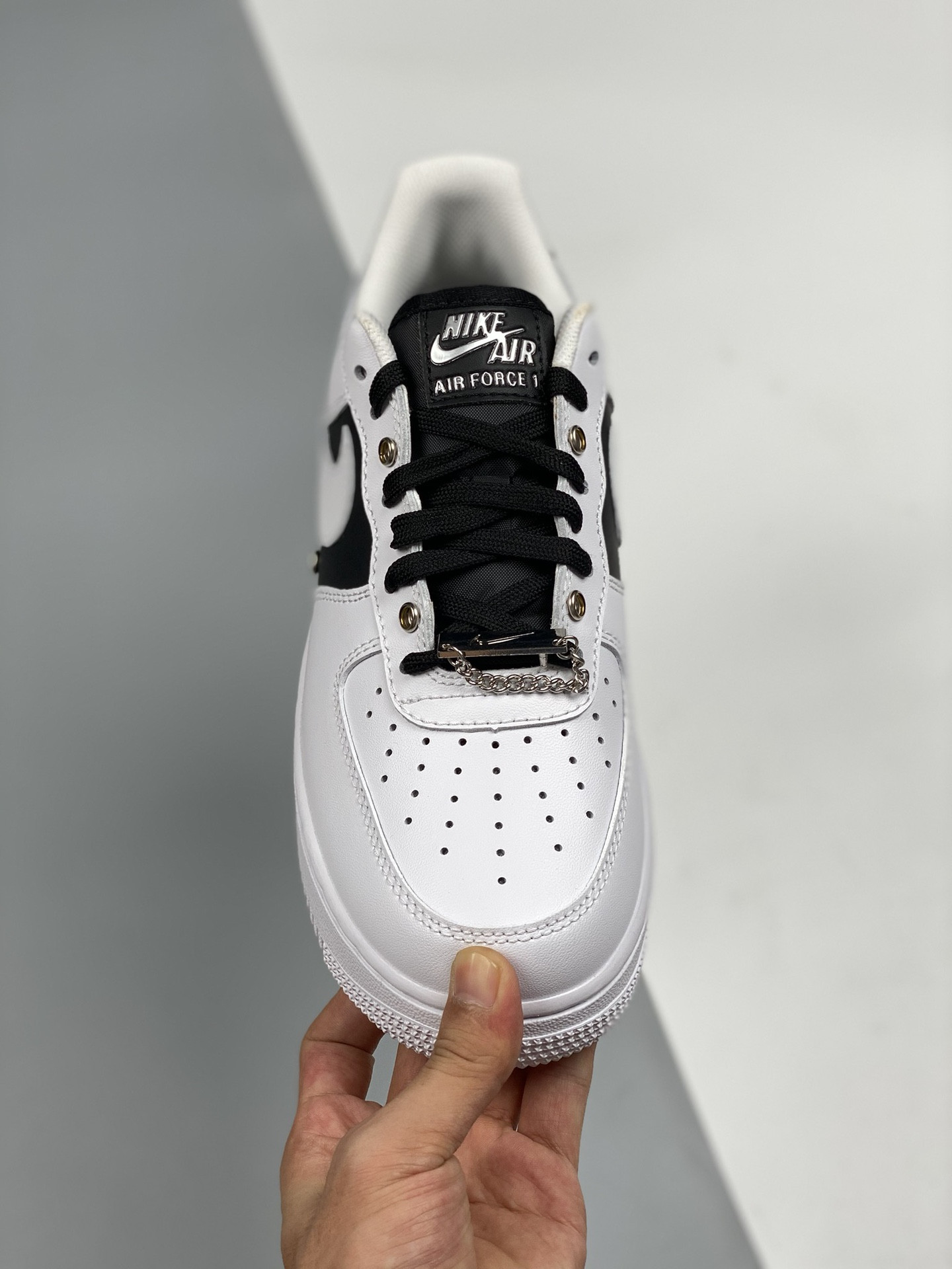 Nike Air Force 1 Low Snap Button Bling Black White For Sale