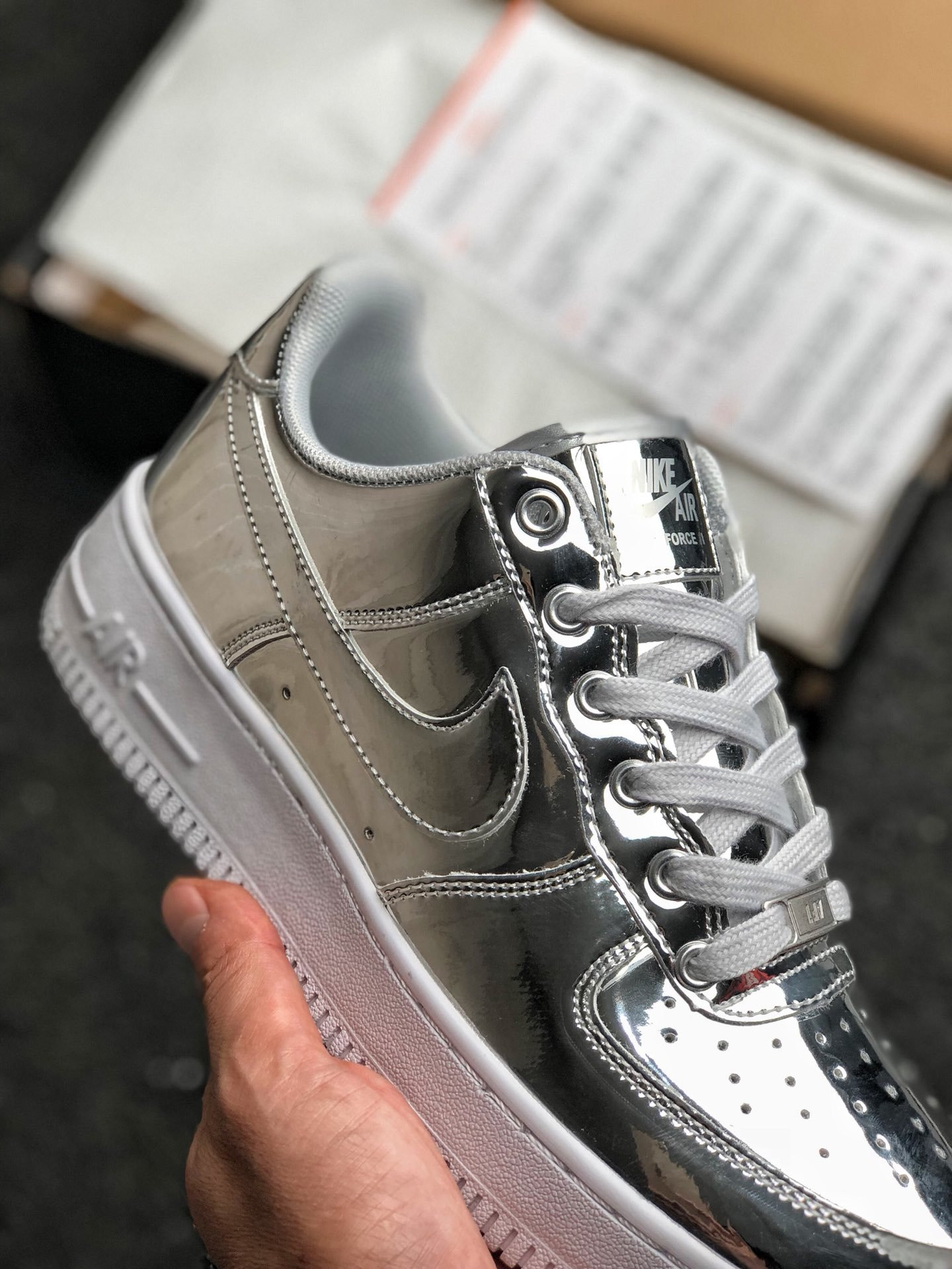Nike Air Force 1 Low SP “Liquid Silver” Chrome/Metallic Silver/White For Sale
