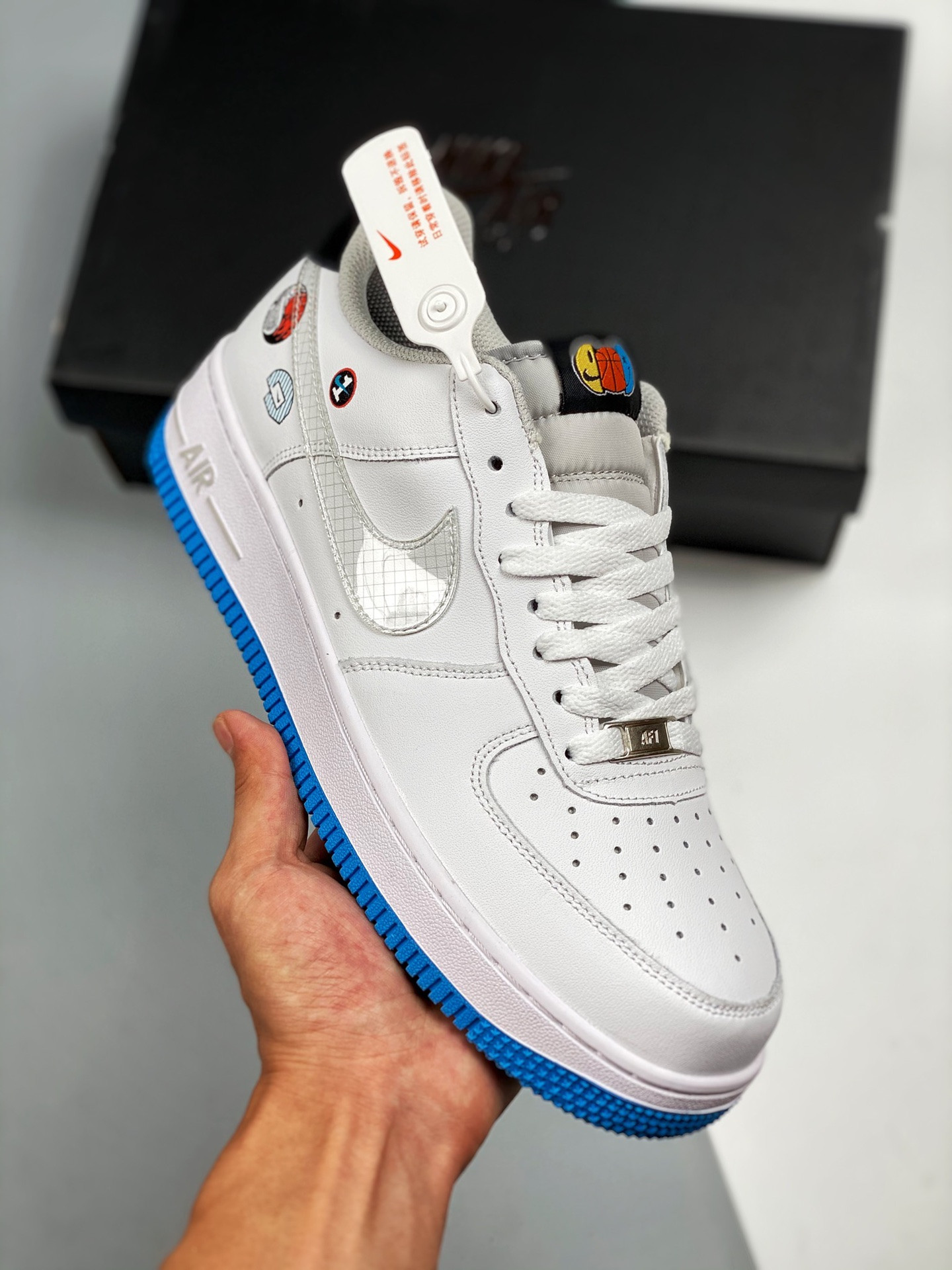 Nike Air Force 1 Low “Sticker” White/Wolf For Sale