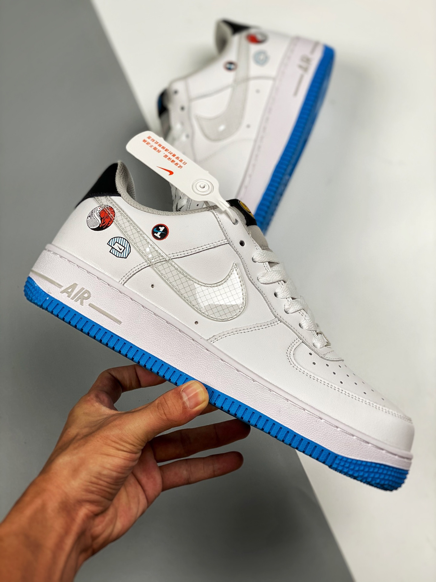 Nike Air Force 1 Low “Sticker” White/Wolf For Sale