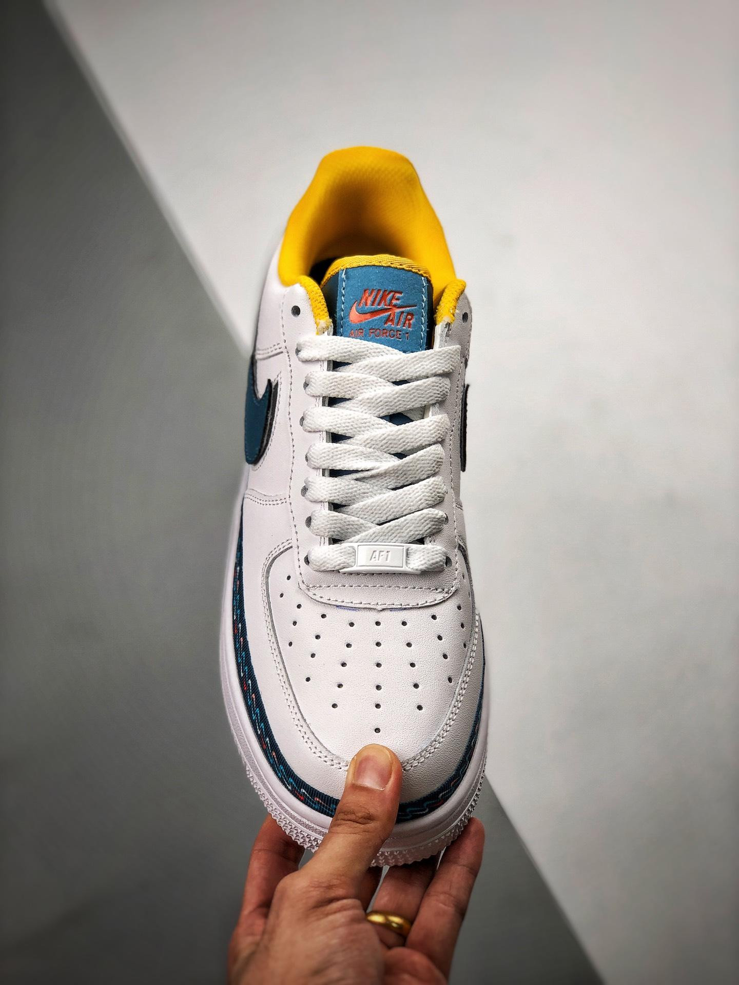 Nike Air Force 1 Low ‘Swoosh Chain’ White Blue Orange For Sale