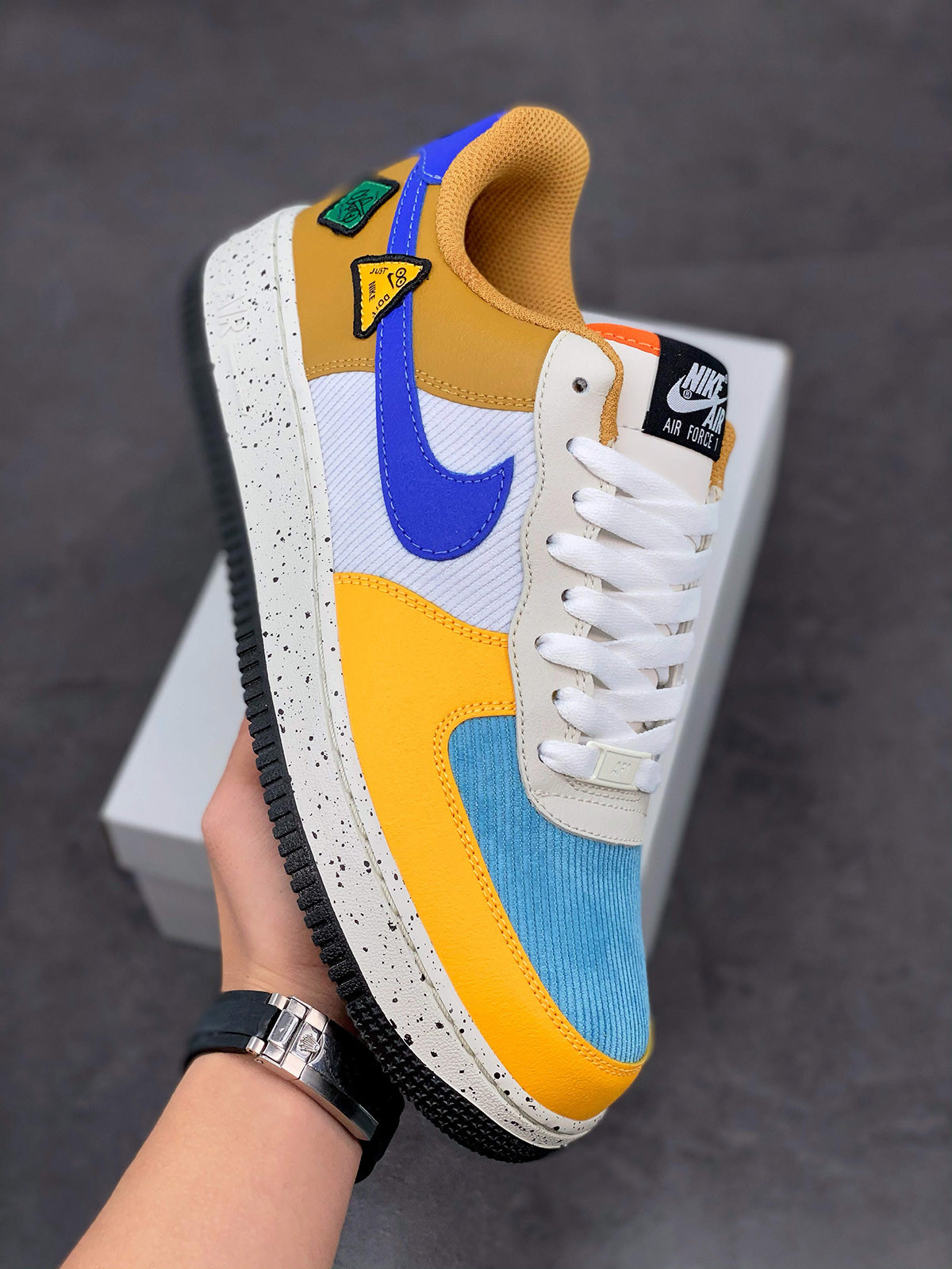 Nike Air Force 1 Low University Gold/Light Bone/Starfish/Lapis For Sale