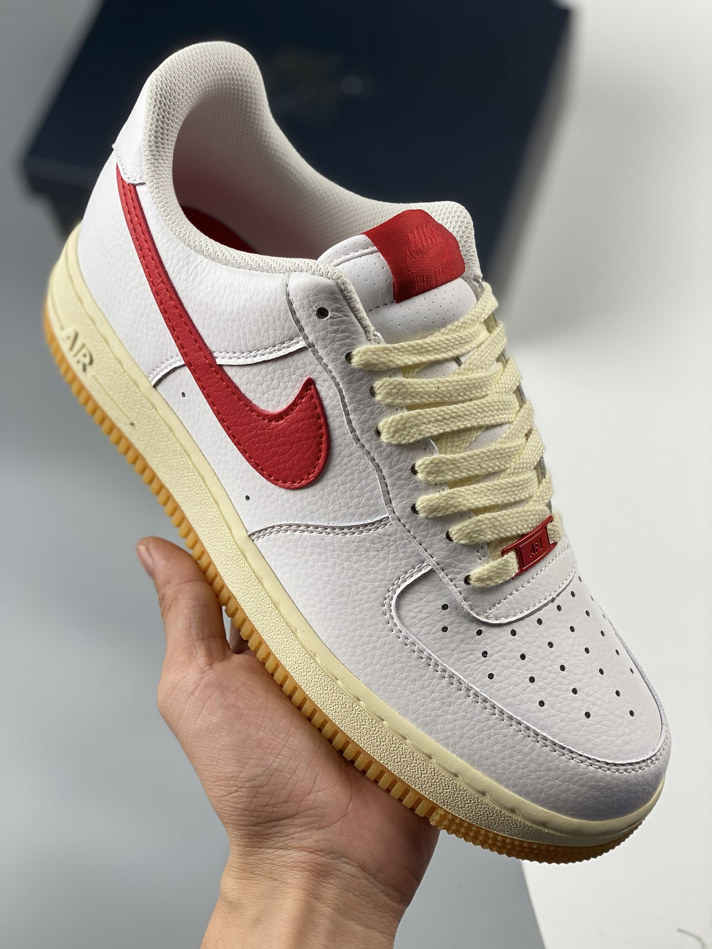 Nike Air Force 1 Low White and Red Gum For Sale