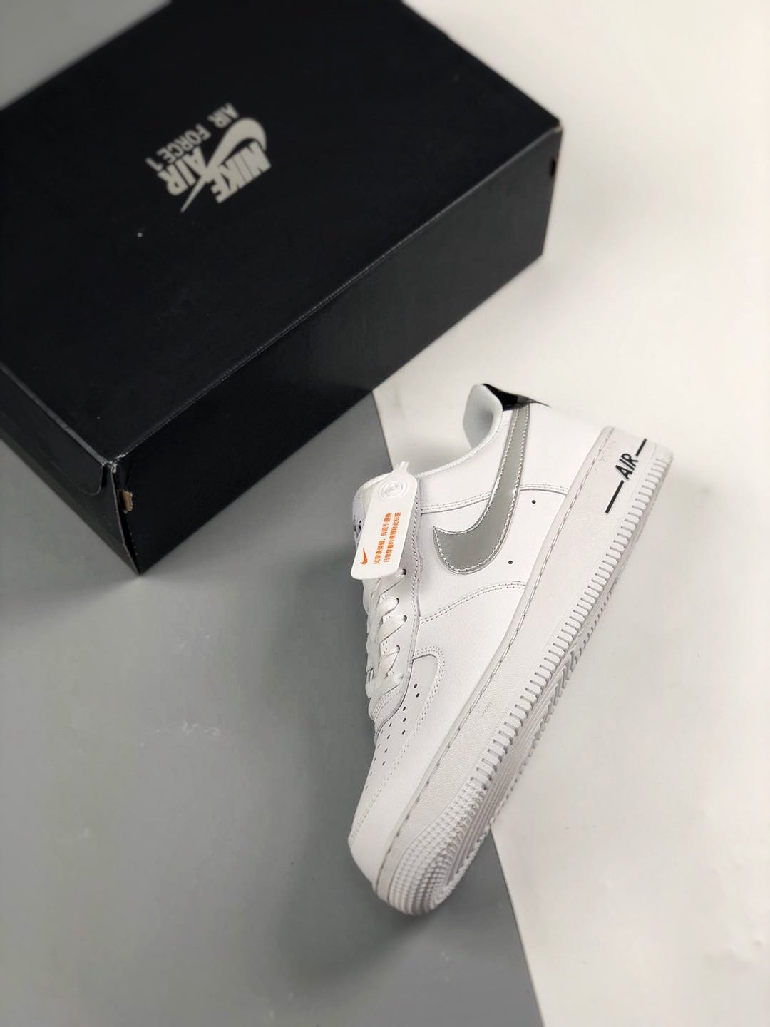 Nike Air Force 1 Low White Black Metallic Silver For Sale