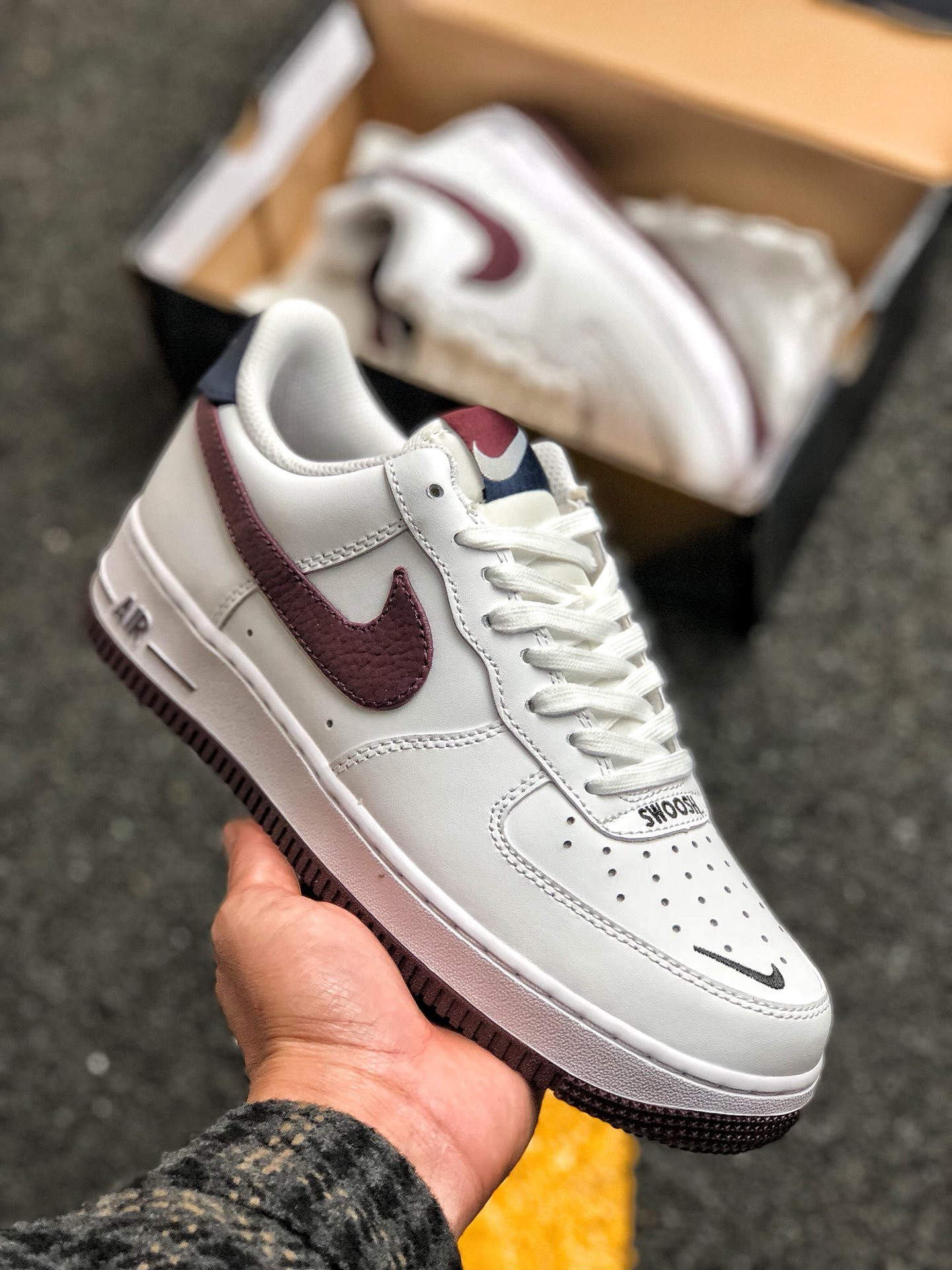 Nike Air Force 1 Low White Burgundy For Sale