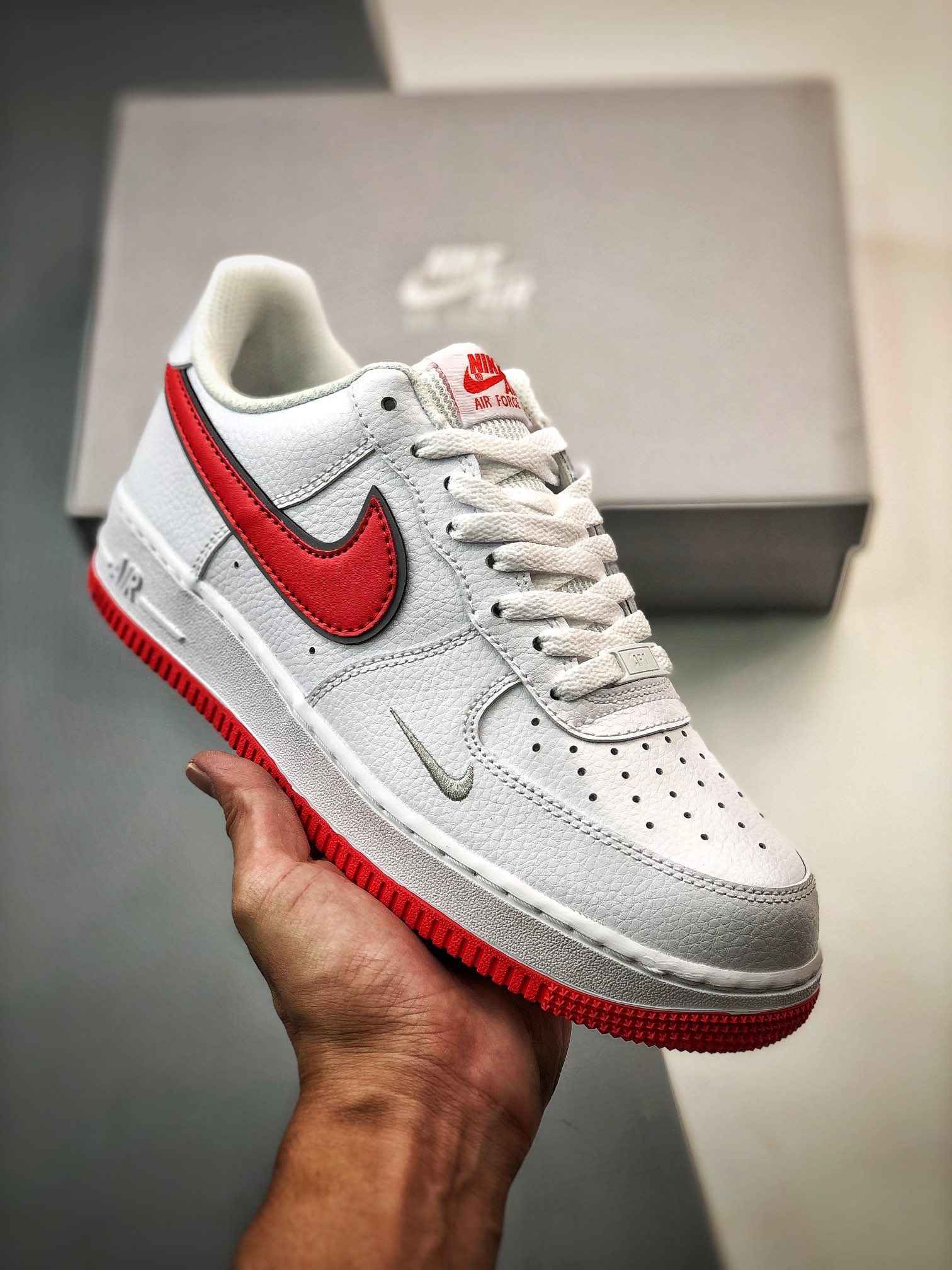 Nike Air Force 1 Low White Habanero Red Mini Swoosh For Sale
