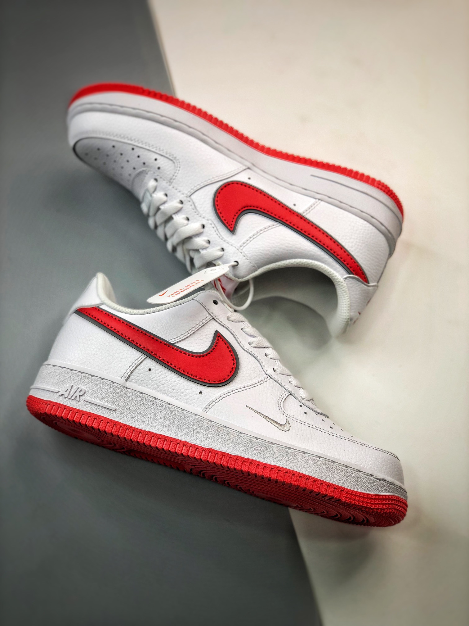 Nike Air Force 1 Low White Habanero Red Mini Swoosh For Sale