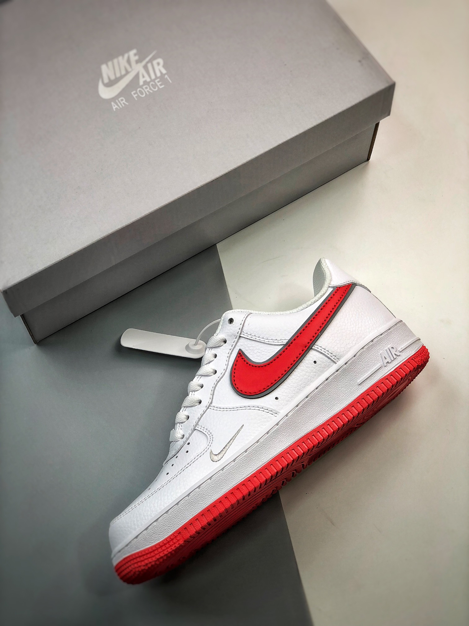 Nike Air Force 1 Low White Habanero Red Mini Swoosh For Sale