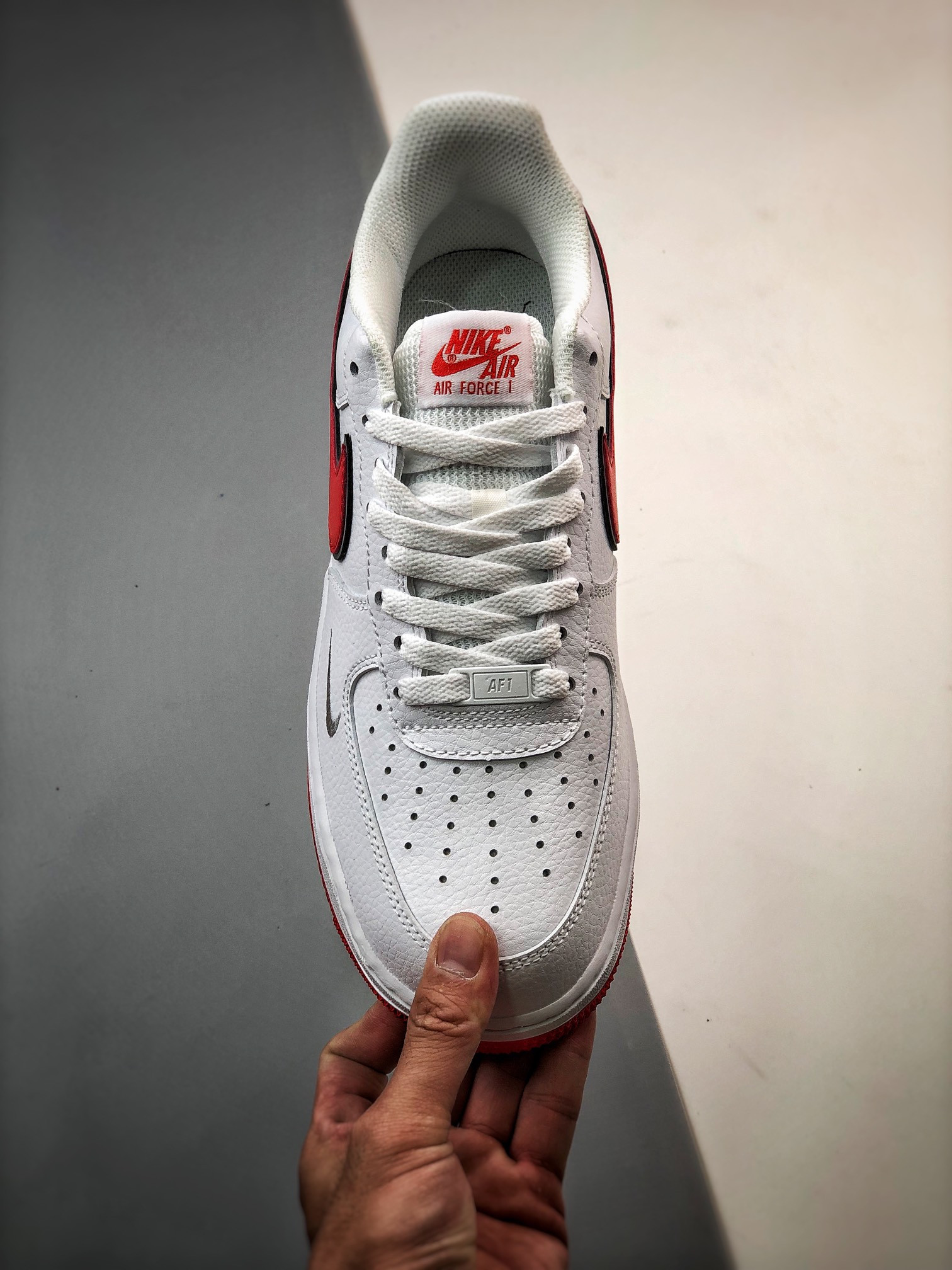 Nike Air Force 1 Low White Habanero Red Mini Swoosh For Sale