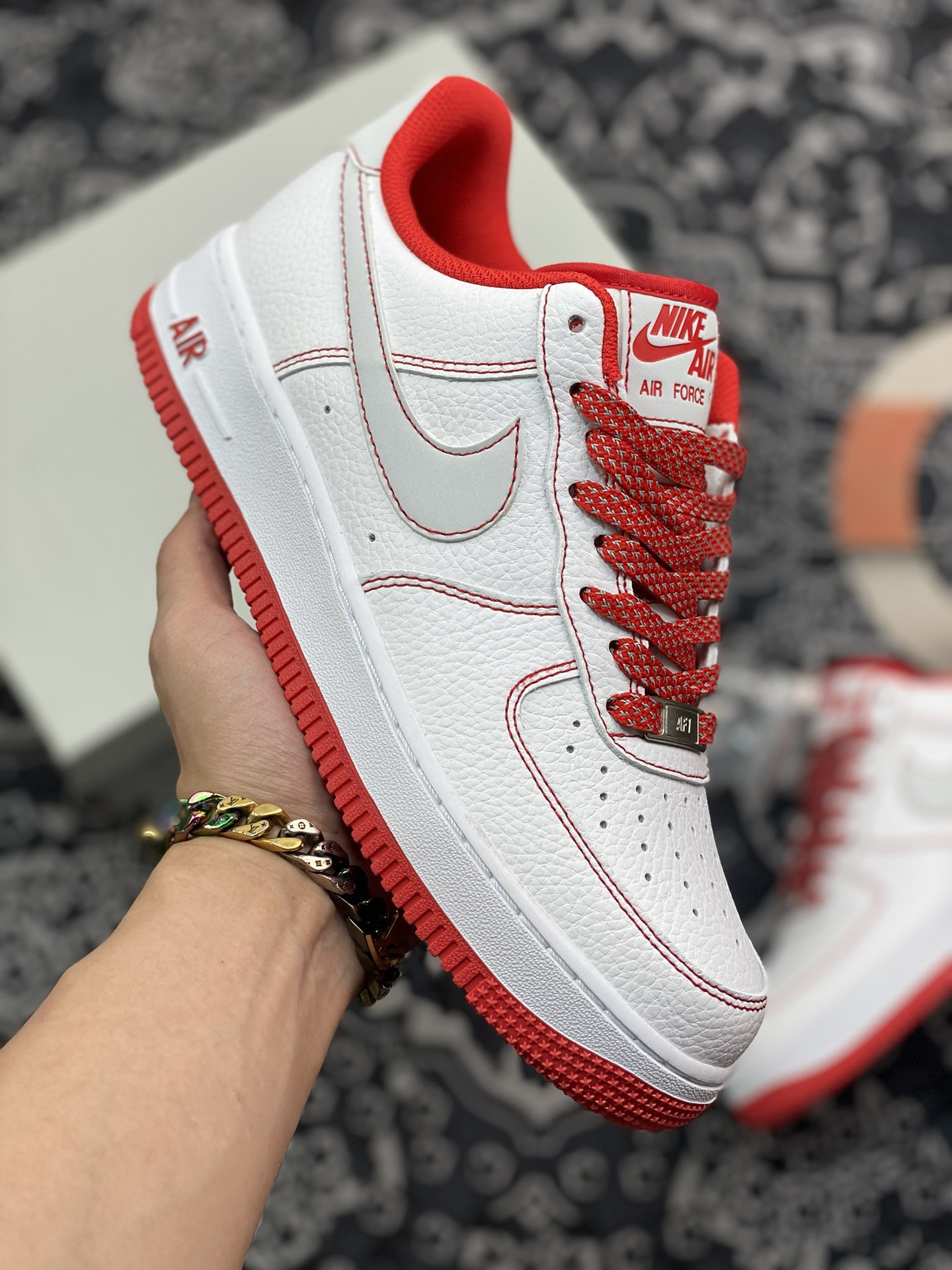 Nike Air Force 1 Low White University Red Stitch For Sale