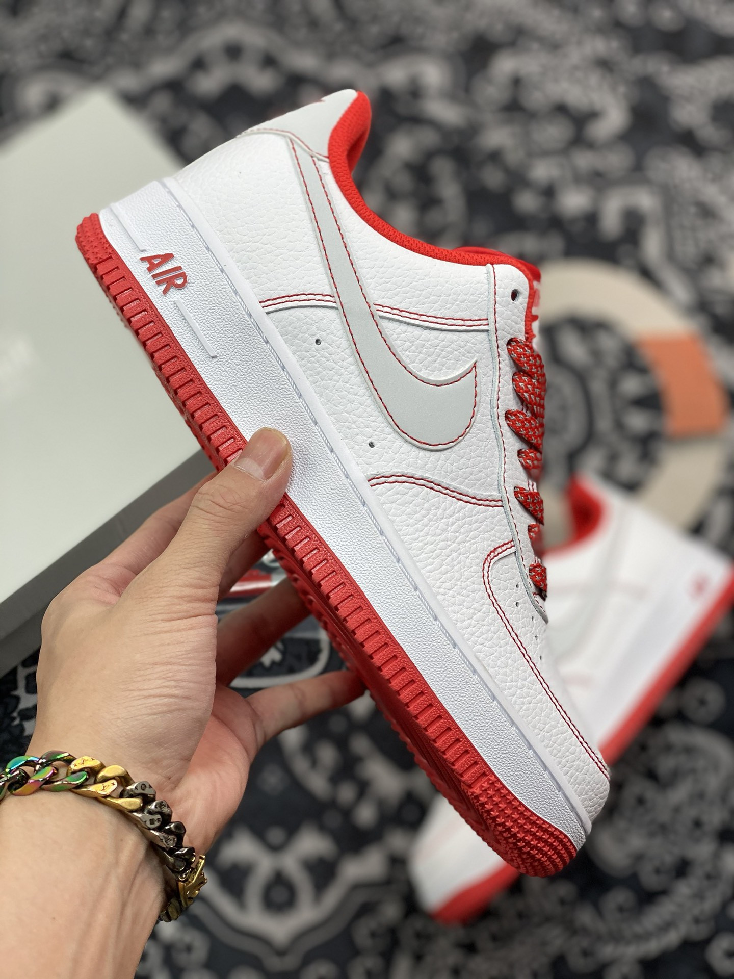Nike Air Force 1 Low White University Red Stitch For Sale