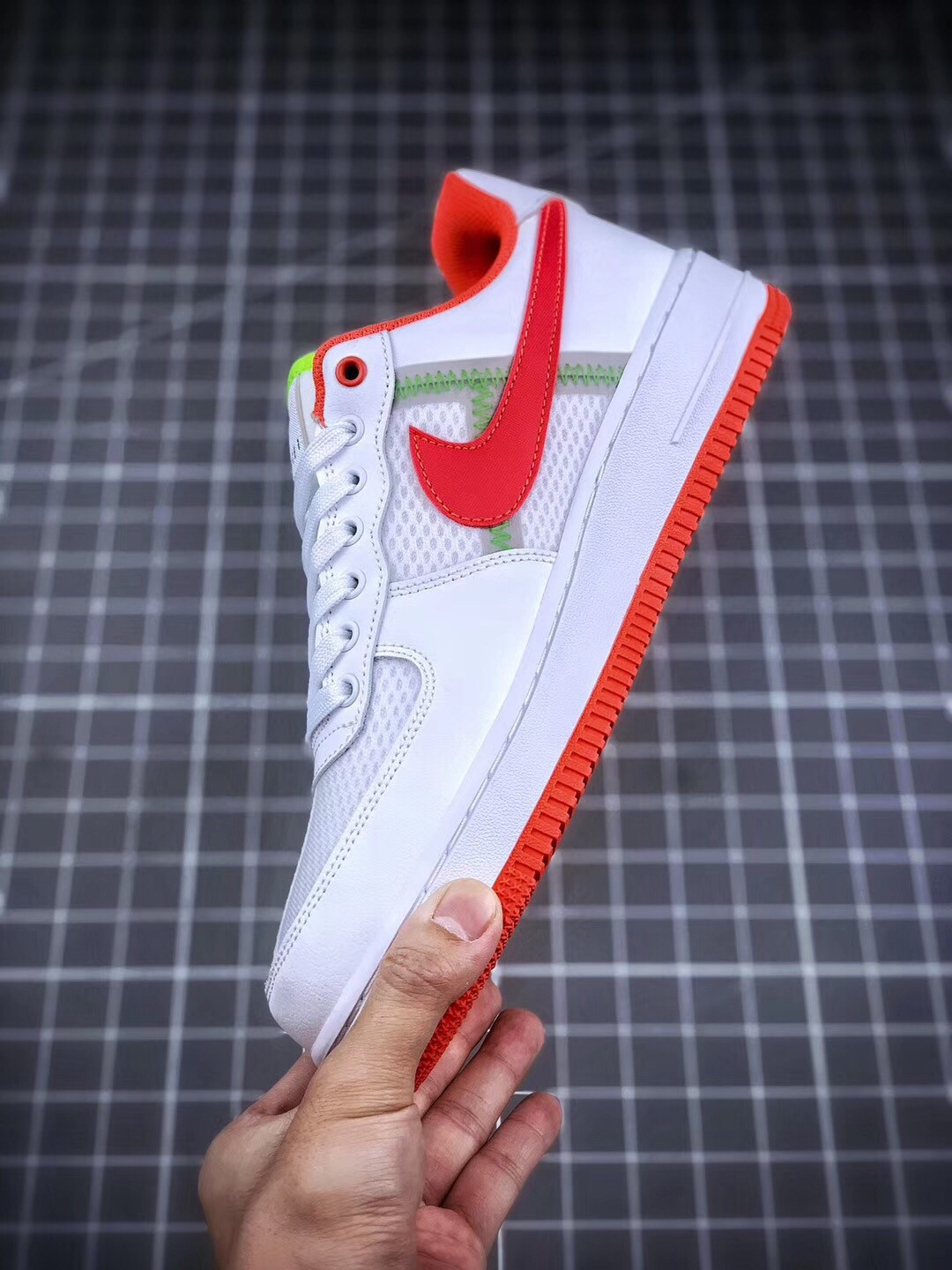 Nike Air Force 1 Low White/Bright Crimson-Barely Volt For Sale
